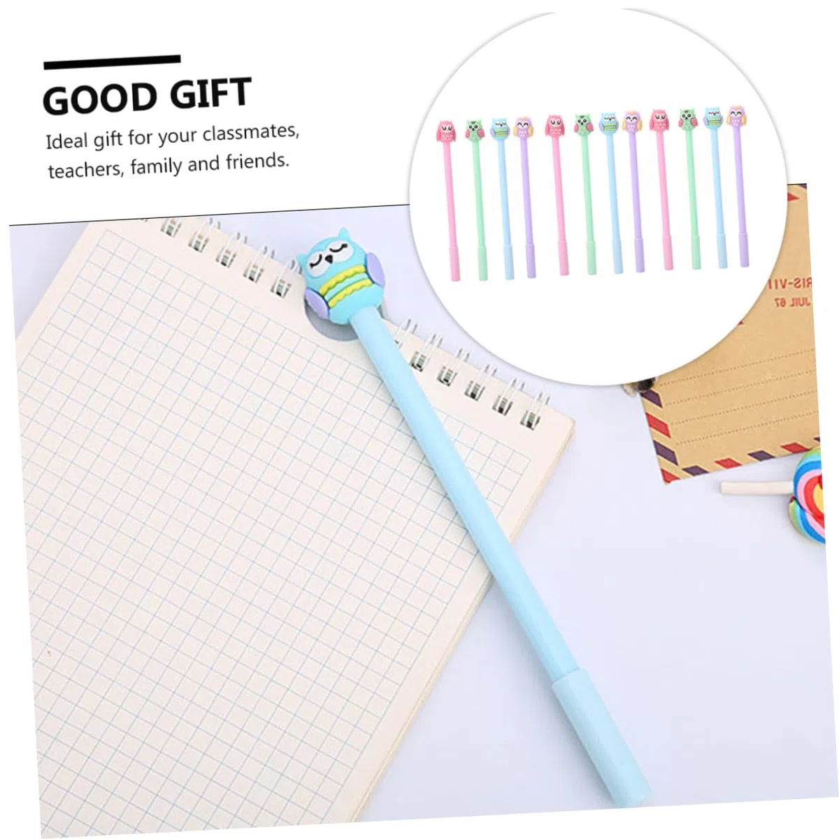 SHINEOFI 36piezas Bolígrafos De Gel Forma De Búho De Papelería Escolar Oficina Bolígrafos Creativos y Coloridos Para Estudiantes