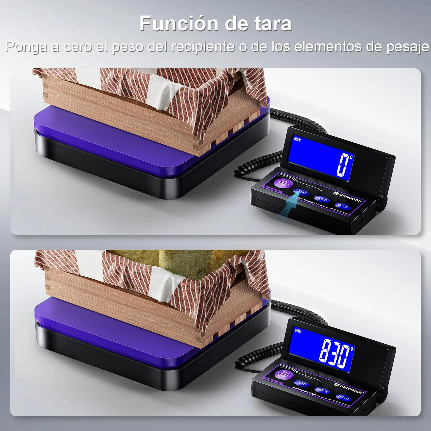 UNIWEIGH Báscula de envío digital de 110 lb/0.1 oz precisa,báscula postal con 5 unidades/LCD/Tara/función de retención,báscula de envío para paquetes de pequeñas empresas,Incluye batería y Cable USB