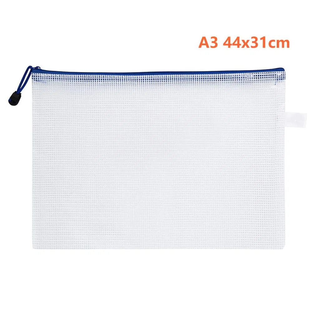 Carteras de plástico A3 con cremallera, 120 bolsas blancas con cierre de cremallera, carteras de malla, bolsa de almacenamiento impermeable para archivos de documentos, suministros de viaje de oficina