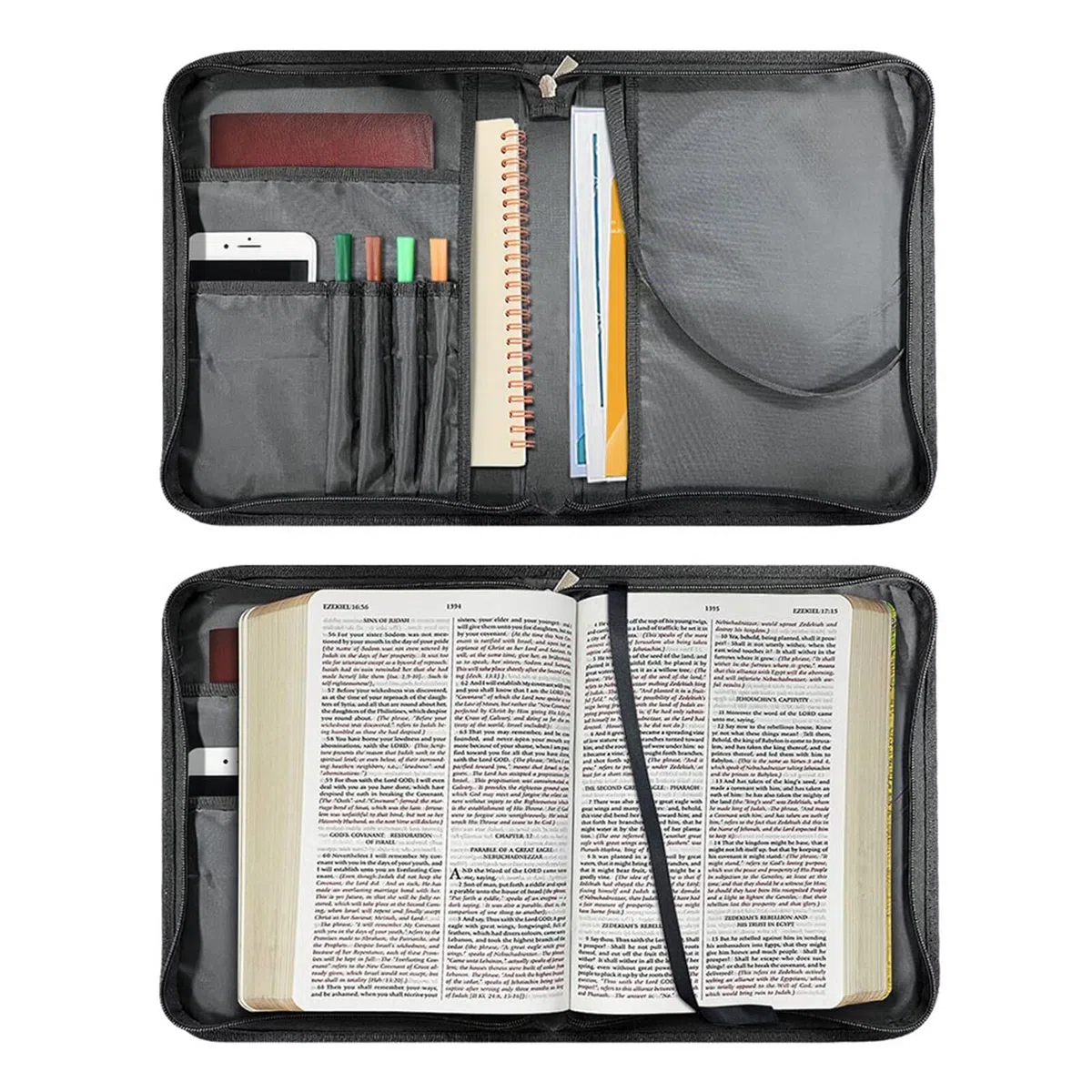Funda para Biblia Organizadora de Libélula para Mujeres, Estuche de Libro con Pintura de Libélulas y Flores, Bolsa de la Biblia para la Iglesia con Bolsillo Interior, XL