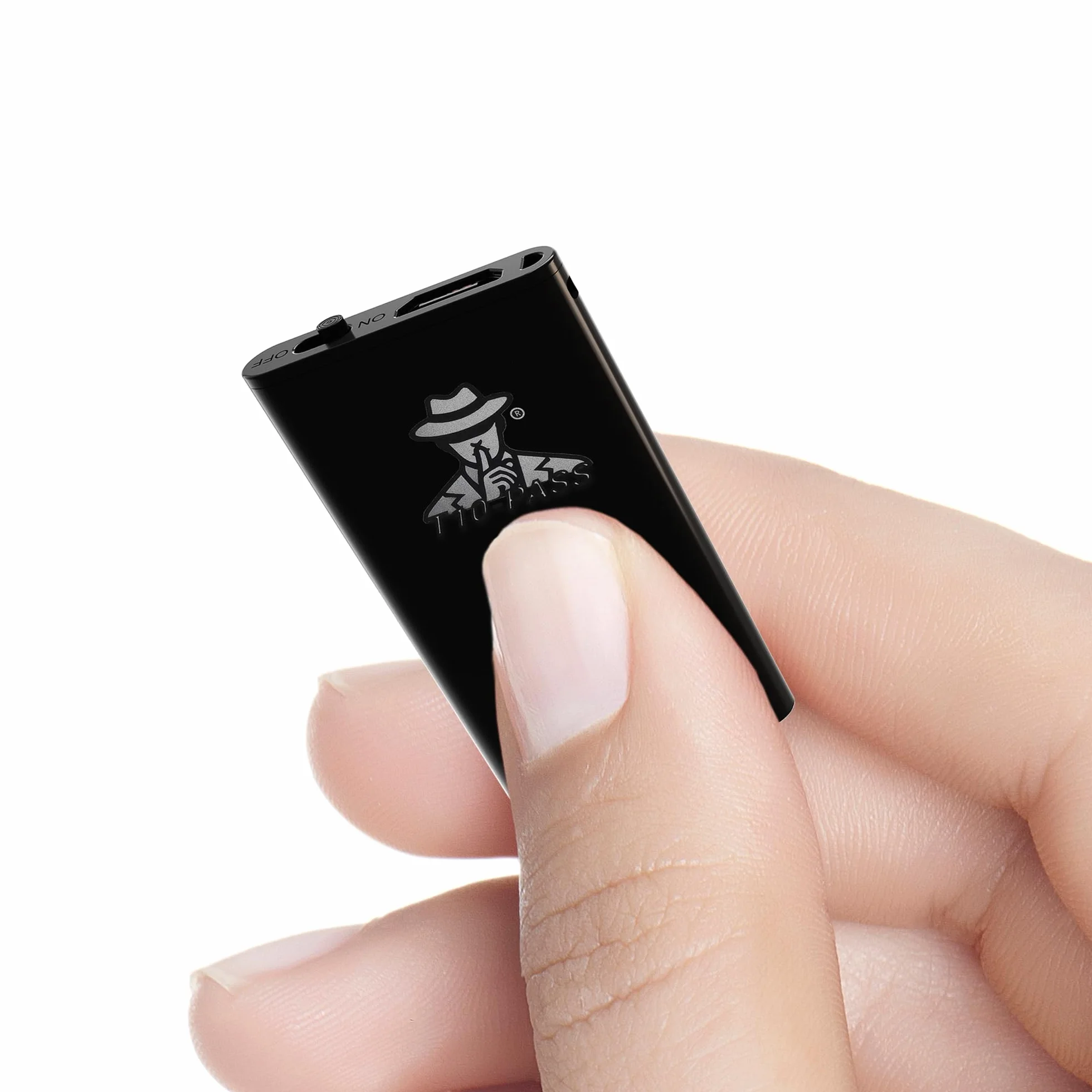 T10-PASS Micro espionaje - La grabadora de voz ultracompacta más pequeña (4 x 2 cm, 5 mm de grosor), discreta e ideal para reuniones, coches, vigilancia y conferencias