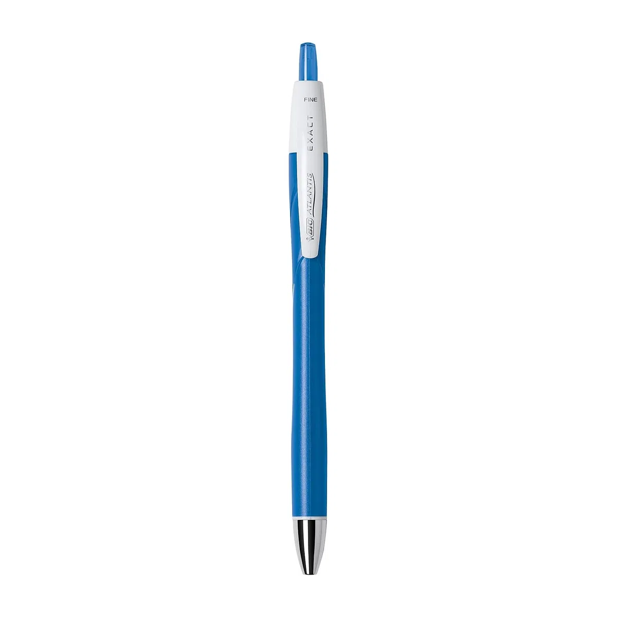 Bic Atlantis Exact - Bolígrafo de punta fina de 0,7 mm, color azul, 12 unidades