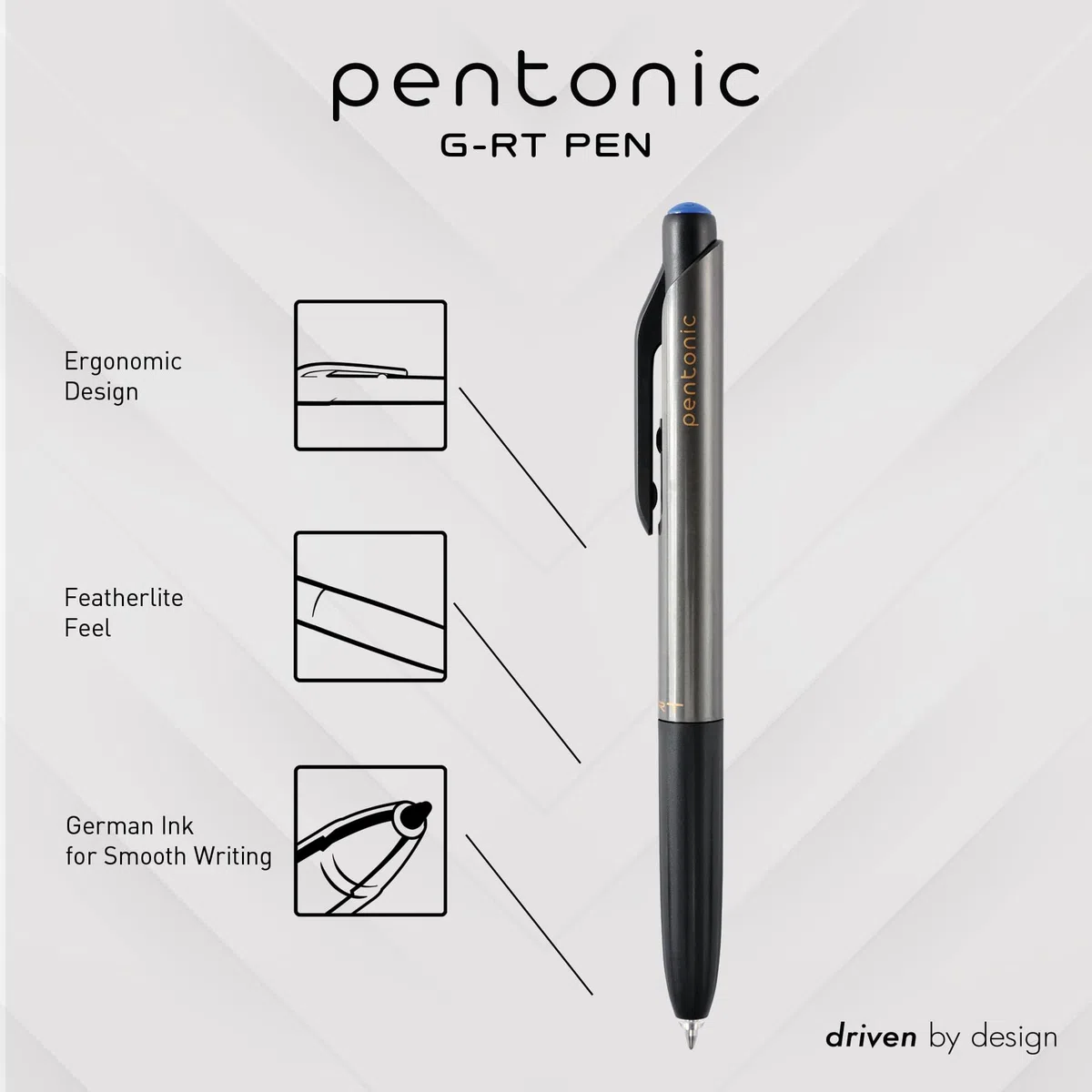 Pentonic GR-T Bolígrafos de gel retráctiles, 24 unidades, tinta de colores surtidos (12 negros, 8 azules, 4 rojos), punta fina de 0.7 mm, escritura suave para diario (1002360)