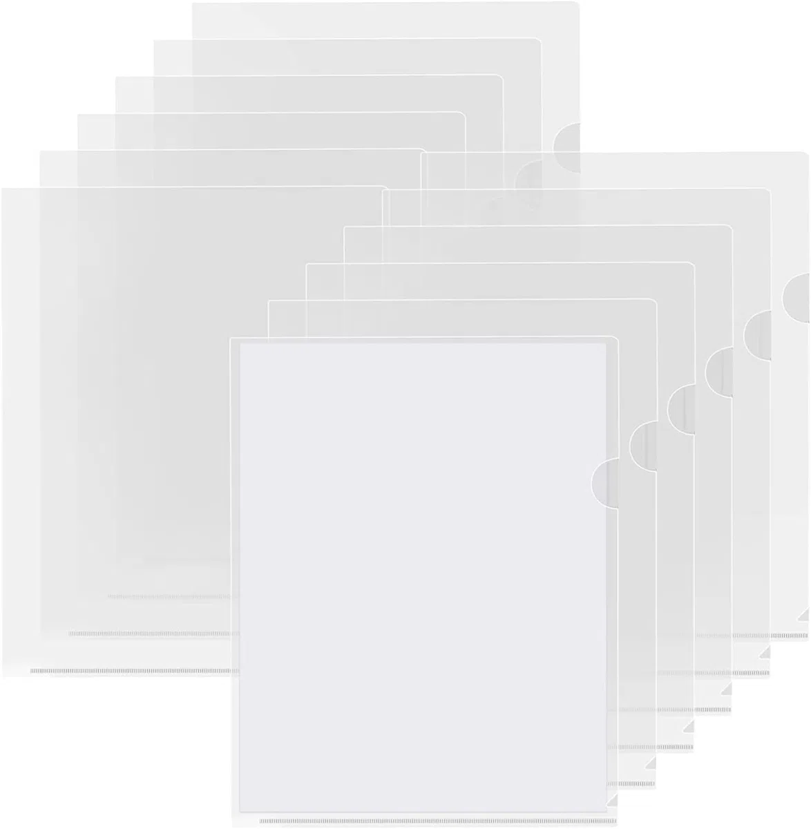 40 carpetas de archivos de plástico, bolsillos transparentes para proyectos, fundas de plástico transparente, carpetas de documentos tipo L, protectores de hojas de papel para oficina