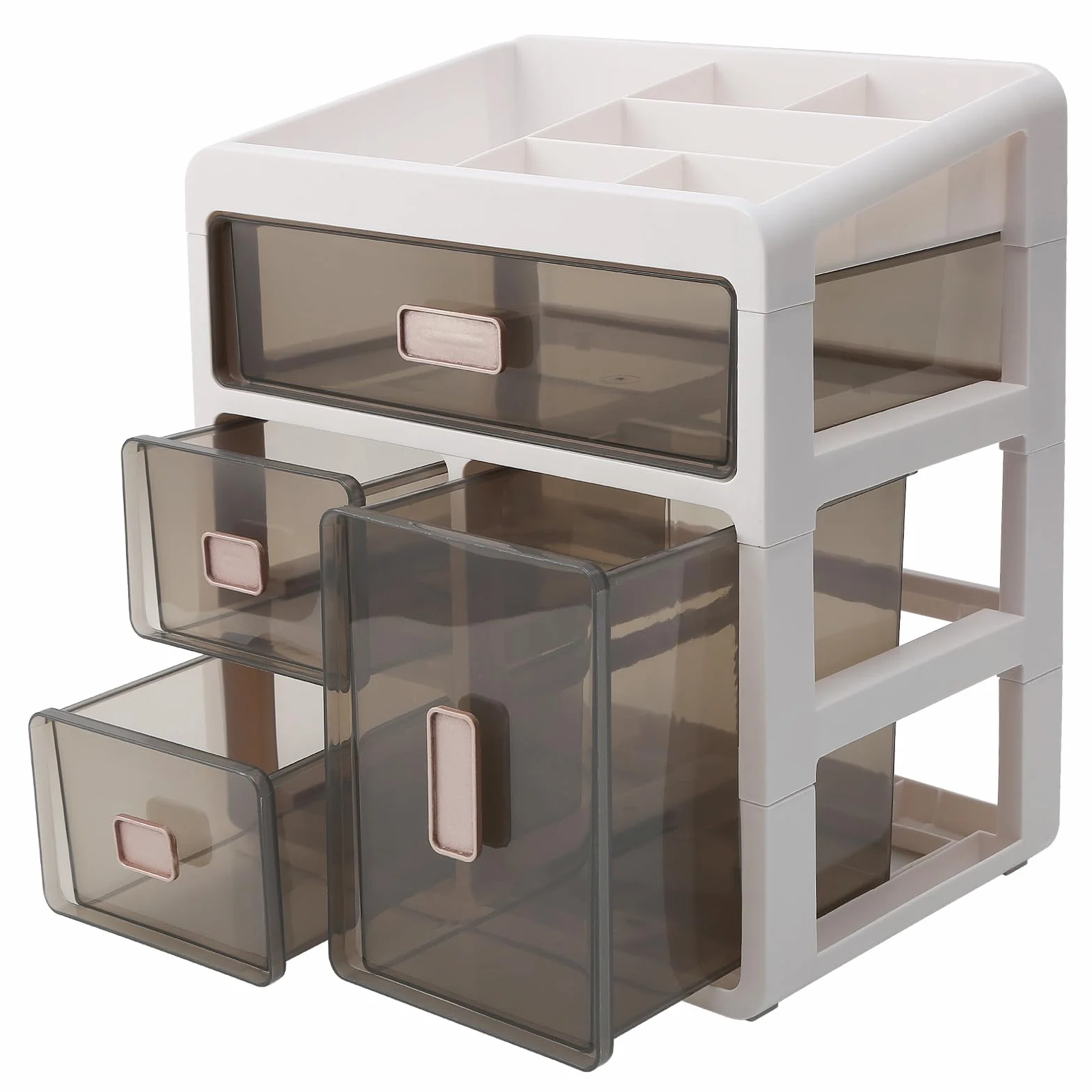 Esenlong - Caja de almacenamiento de plástico de 4 niveles para medicamentos, caja de almacenamiento tipo cajón, caja de almacenamiento para el hogar, cajón de almacenamiento para maquillaje