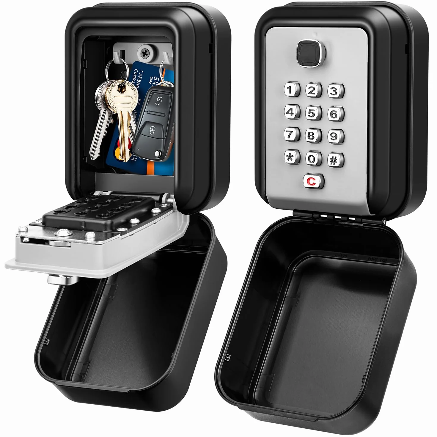 Grande Caja de Seguridad para Llaves con Código, Exterior Impermeable, Caja Guarda Llaves Pared, Combinación Interior Caja Fuerte para Llave Hogar Garaje
