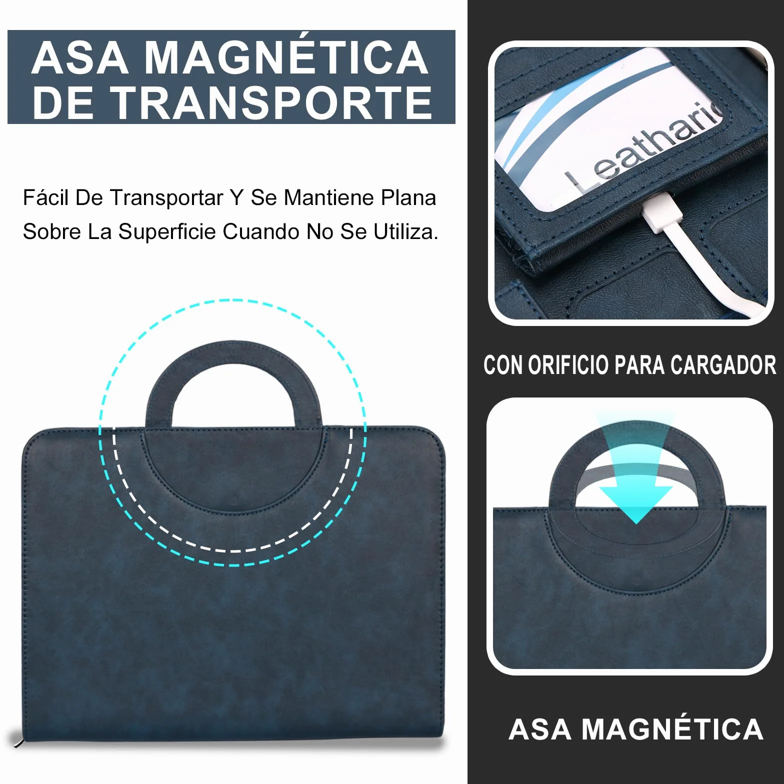 Carpeta A4 de Piel Vegana Leathario, Cuaderno Porta Documentos con Encuadernación de Anillos