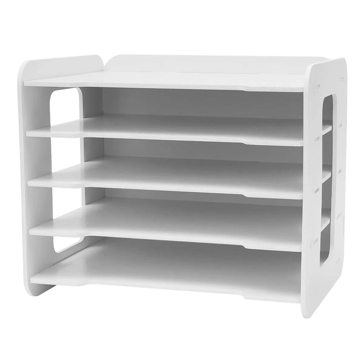 Bandeja apilable para cartas de 5 pisos, PVC compuesto de madera y plástico para el organizador de carpetas de escritorio, organizador de cartas, 34 x 25 x 26,5 cm