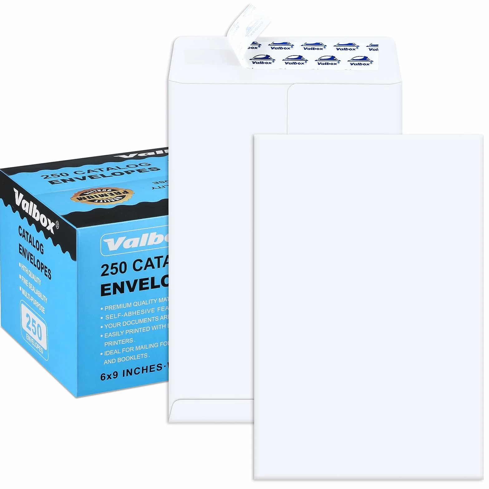 ValBox - Sobres de seguridad autoadhesivos, 15 x 23 cm, 250 unidades, sobres blancos pequeños para envío, almacenamiento y organización
