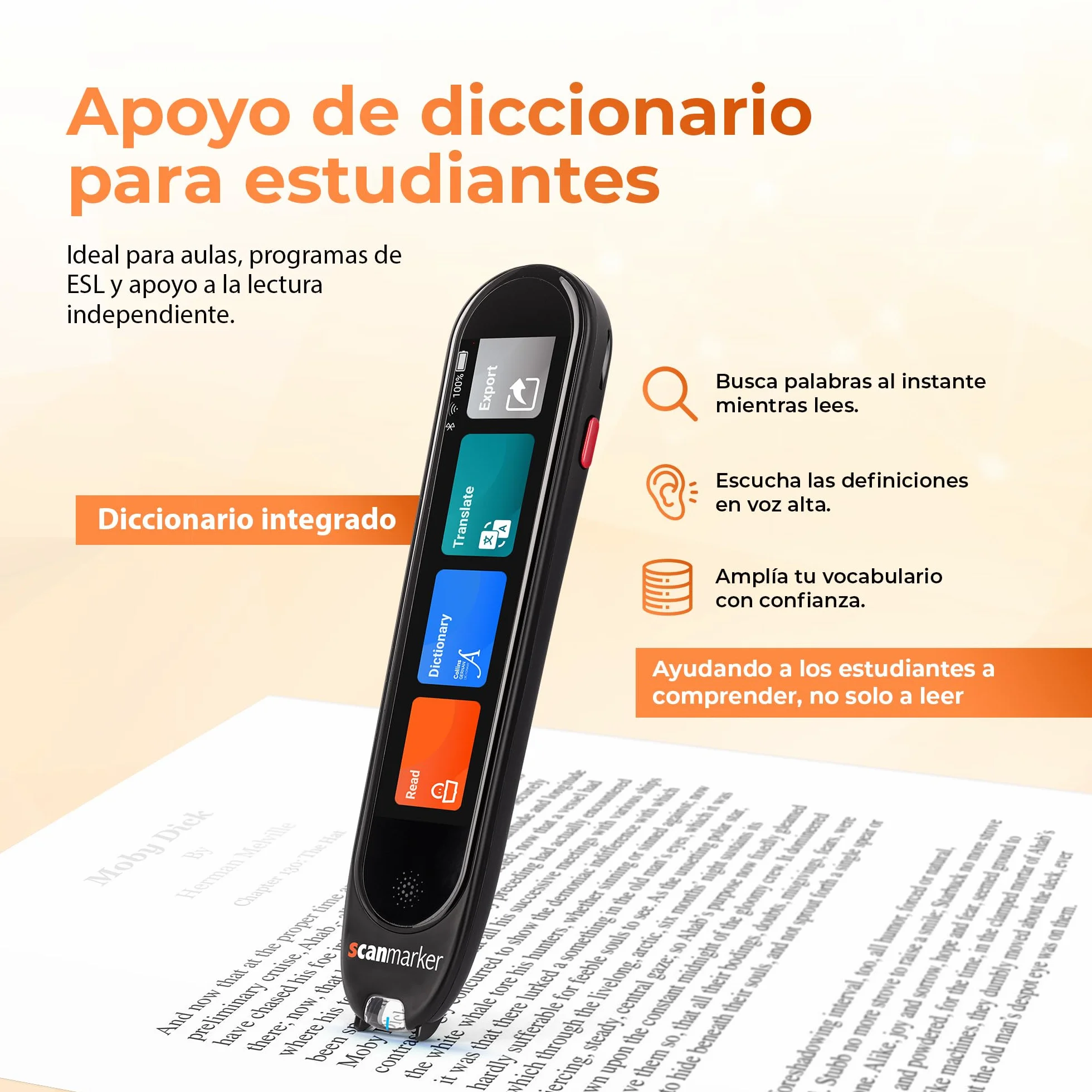 Scanmarker Pro | Lápiz Escáner Traductor y Lápiz Lector de Texto | Bolígrafo Traductor de Idiomas Multilingüe para Lectura, Aprendizaje de Idiomas e Apoyo a la Dislexia