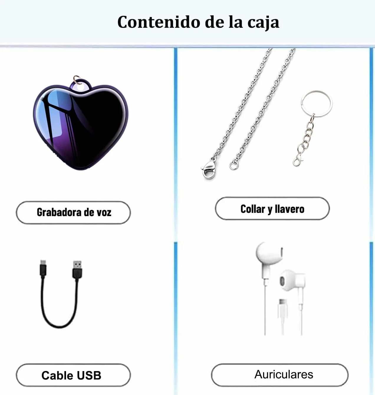 Mini Grabadora de Voz Oculta con Auriculares Digitales para Reuniones Entrevistas