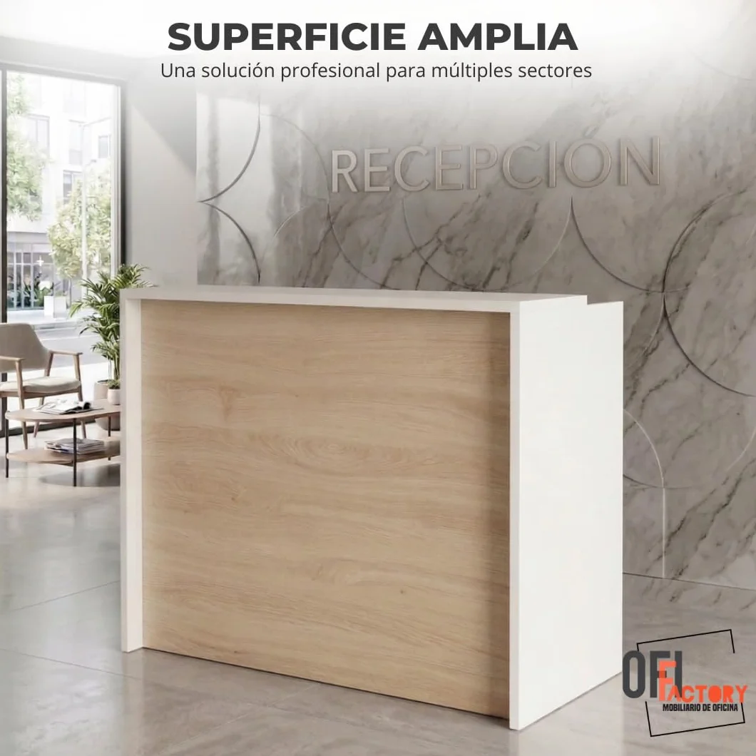 Mostrador Recepción Profesional Madera 25mm Grosor Mesa Oficina Peluquería Mueble con Estantería Acacia 120x105x50