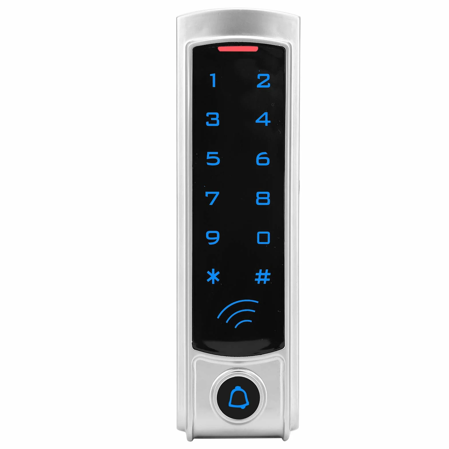 Teclado Lector de Tarjetas con Teclado Retroiluminado para Control de Acceso de Alta Seguridad, 2000 Usuarios, Material Metálico, Frecuencia de 13,56 MHz