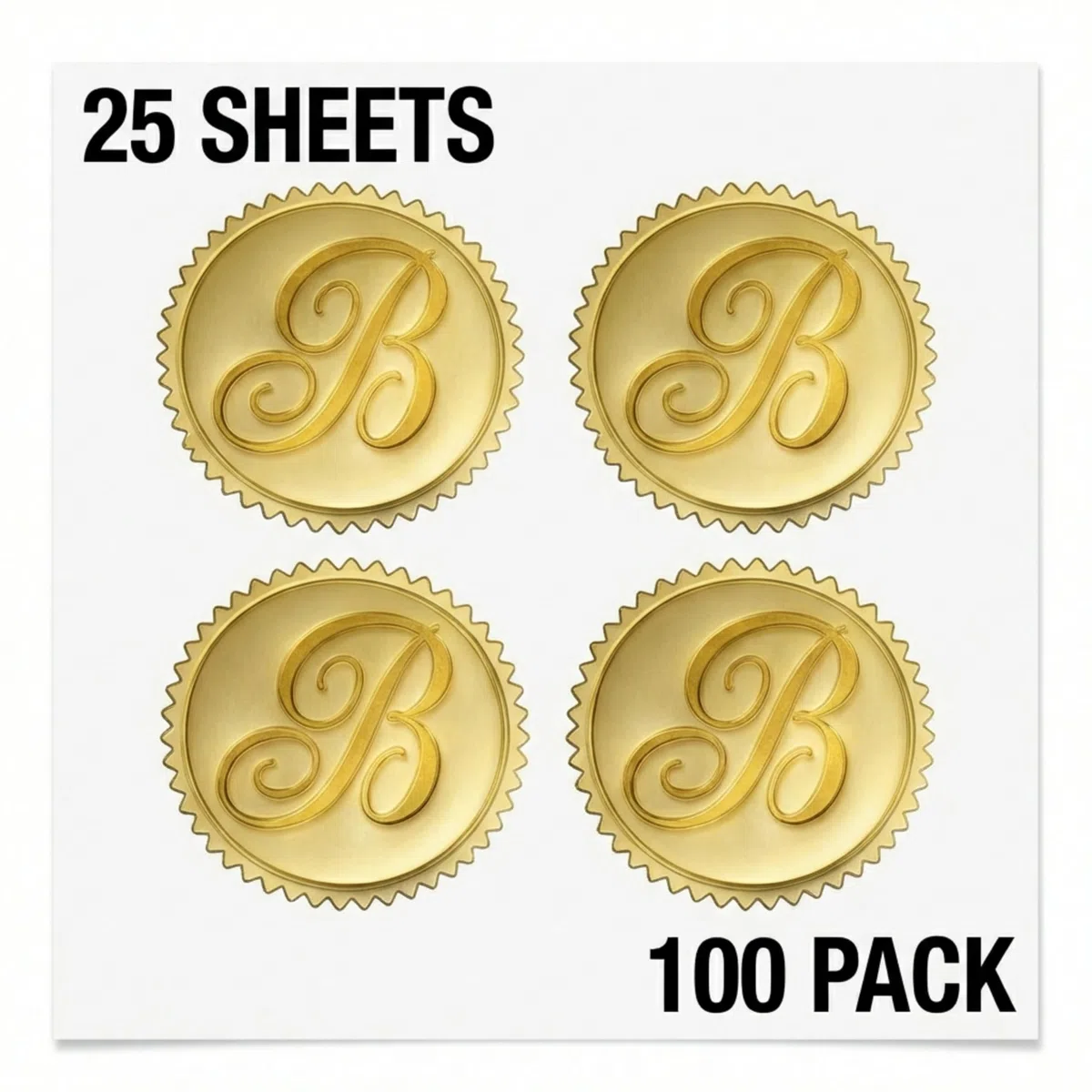 PaperDirect Gold Foil Letter B Monogram Sellos Accesorios sobre - Juego de 102