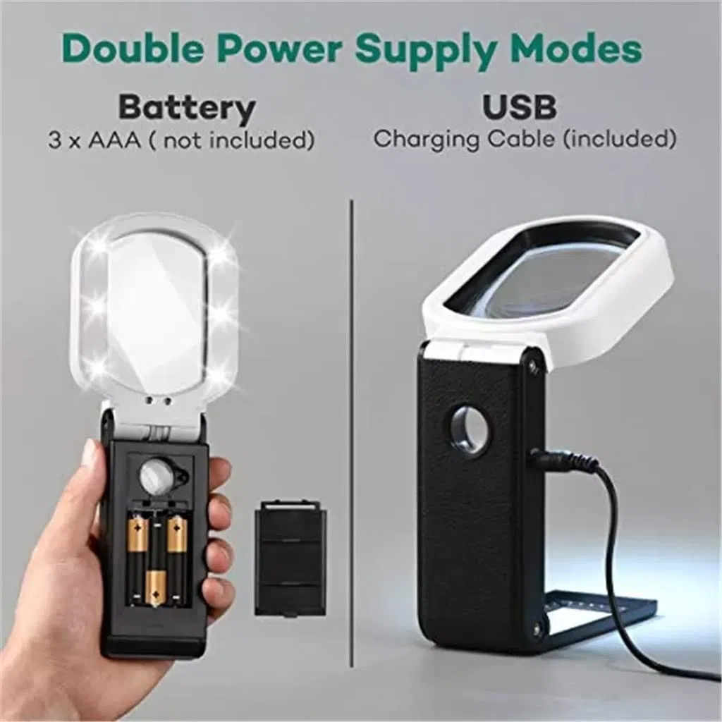Lupa de pie portátil Recargable con Lupa iluminada para Lectura, comprobación y escaneo de Joyas.,