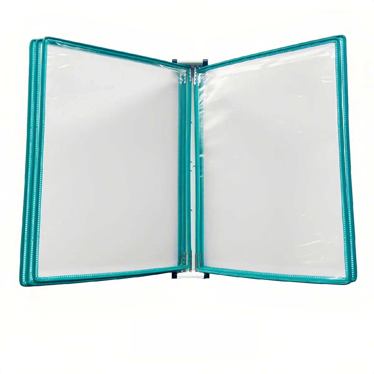Juego de 2 Unidades Organizador de Documentos A4 de Pared, Soporte Colgante Abatible con 5 Paneles Transparentes, Exhibidor de Papeles y Menús para Oficina Restaurante Aula, Verde