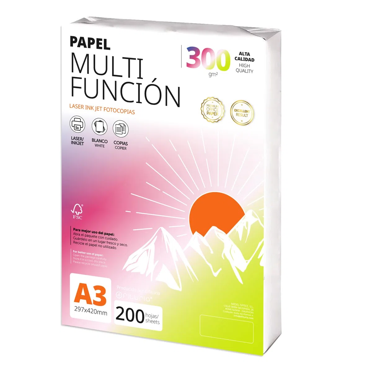 Folios A3 300gr 200 hojas, Papel Multiusos para Impresora, Folios para Proyectos, Ilustración, Lettering, Proyectos Creativos Profesionales, Papel A3 Oficina, Material Escolar - Ofituria (300gr, 200h)