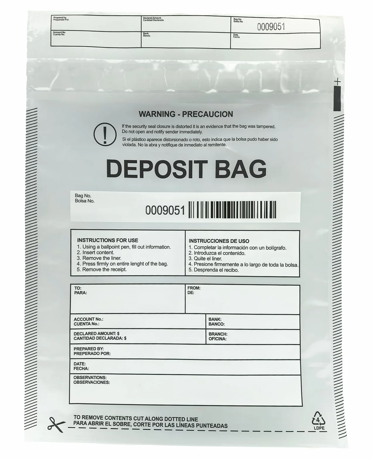 Paquete de 100 bolsas de plástico transparentes de 9 x 12 pulgadas, bolsas de depósito bancario de seguridad, bolsas de caja registradora, bolsa de dinero para dinero en efectivo, bolsillo bancario,