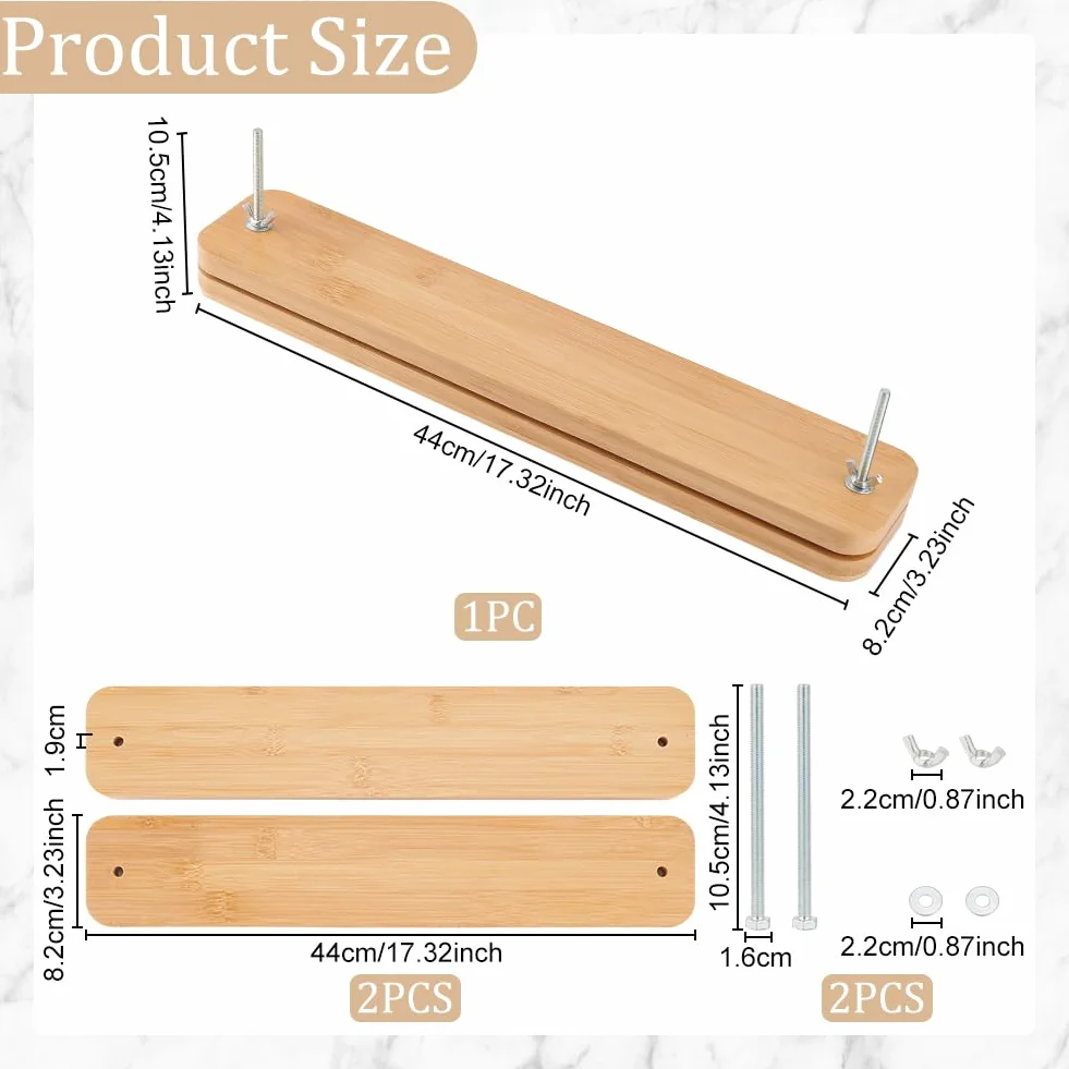OLYCRAFT Herramientas de prensa de libros de madera, rectangular, prensa de encuadernación de madera, portátil, con 2 tornillos para suministros de encuadernación, 44 x 8,2 x 10,5 cm