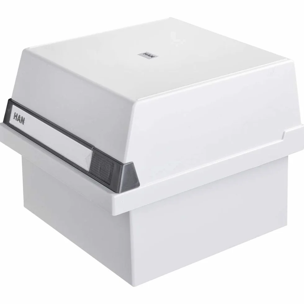 Han 965-11 - Cajón para tarjetas (capacidad para 800 tarjetas, tamaño A5 horizontal, 235 x 190 x 250 mm), color gris