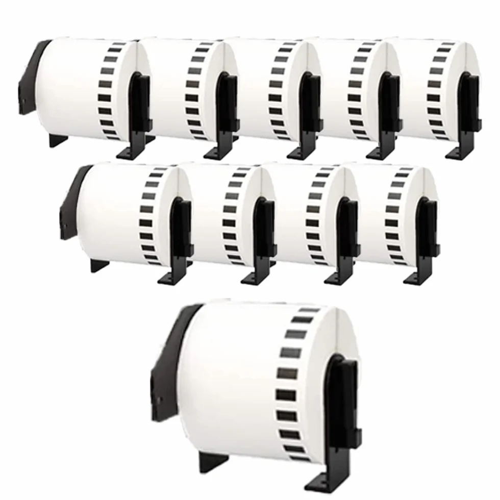 Etiqueta de dirección DK-22205 DK2205 - Pack de 10 rollos (continuo) 62 mm x 30,48m compatible con Brother QL-500 QL-500A QL-500BS QL-500BW