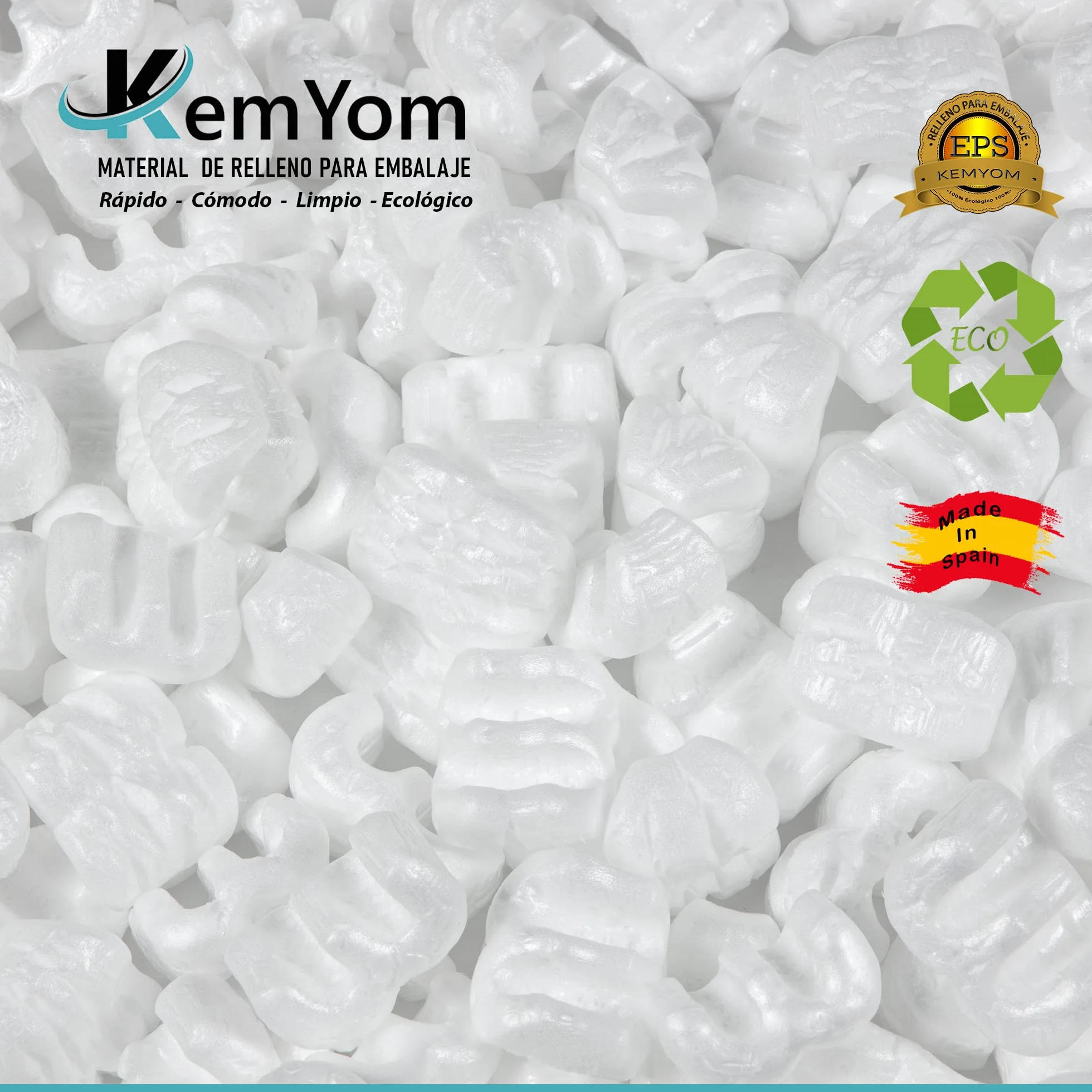 Material de Relleno para Cajas de Embalajes y Mudanzas - Poliestireno Expandido para Protección en Envíos y traslados, Bloquea el producto en su lugar - Fichas tipo W (0,1m3 = 100LITROS)