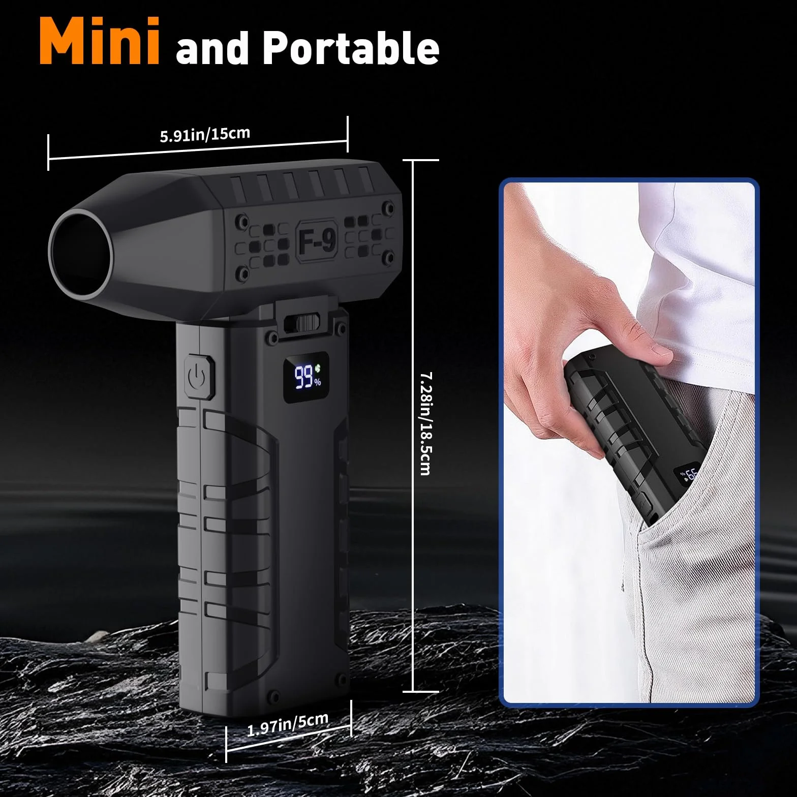 Soplador de Polvo Eléctrico, 110000 RPM, Soplador de Aire Inalámbrico Recargable con Luz LED Y Pantalla HD, Soplador de Aire Para Limpiar Polvo y Cabello en Computadoras, Teclados y Automóviles