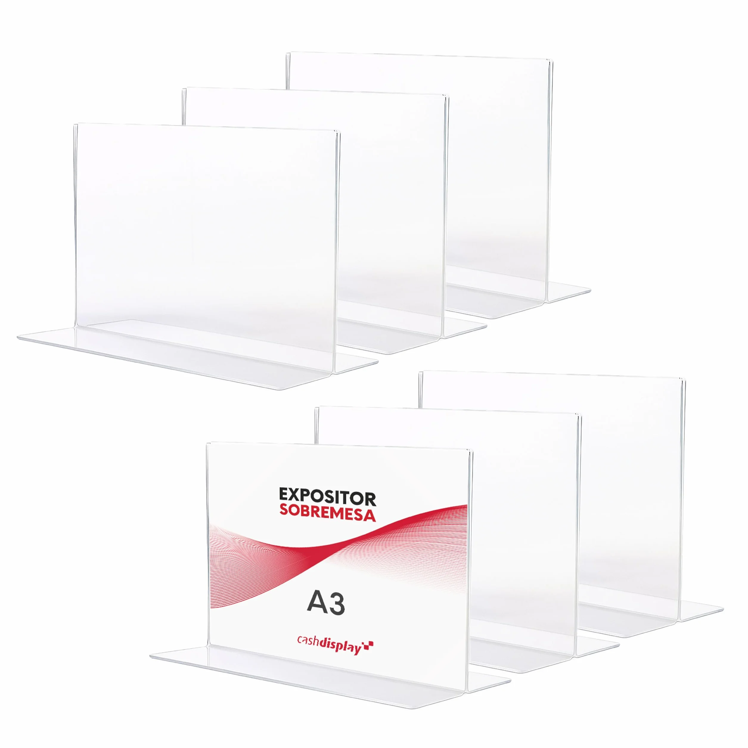 Expositor Metacrilato A3 Horizontal - Pack 6unid | Porta Menus Sobremesa Resistente y Fácil Limpieza | Expositor Sobremesa para Publicidad de Tiendas y Cartas de Restaurante