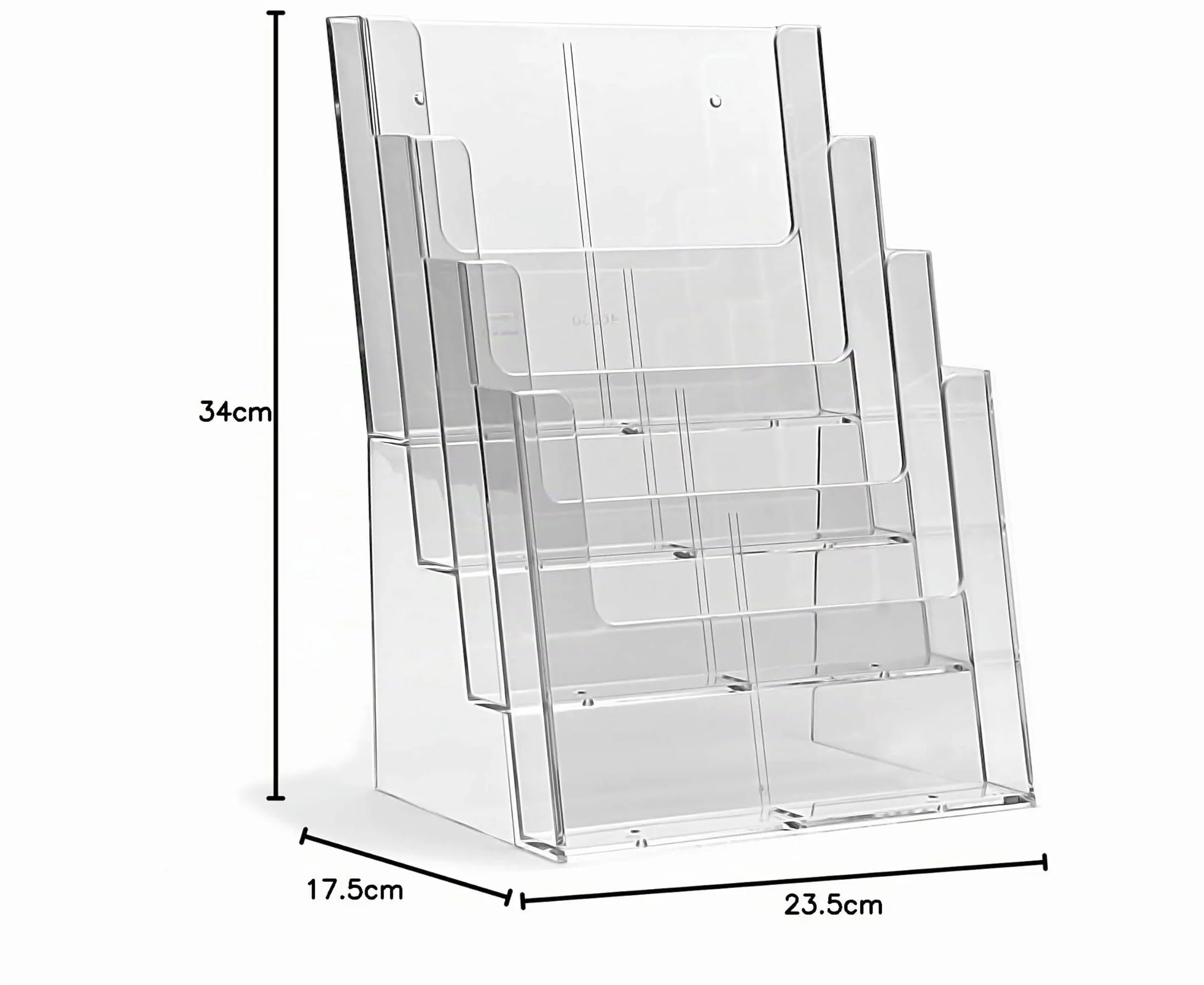 Sugerencias Taymar Soporte de mesa para folletos en formato A4, DL, 4 niveles, transparente, 8 compartimentos