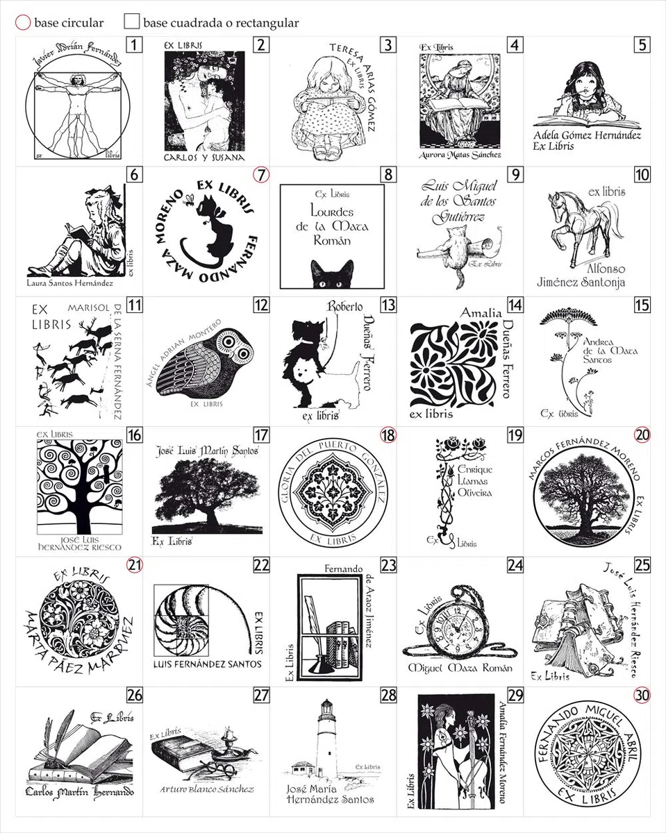Sello Ex Libris Personalizado, Madera de Haya, Bolsa Limosnera
