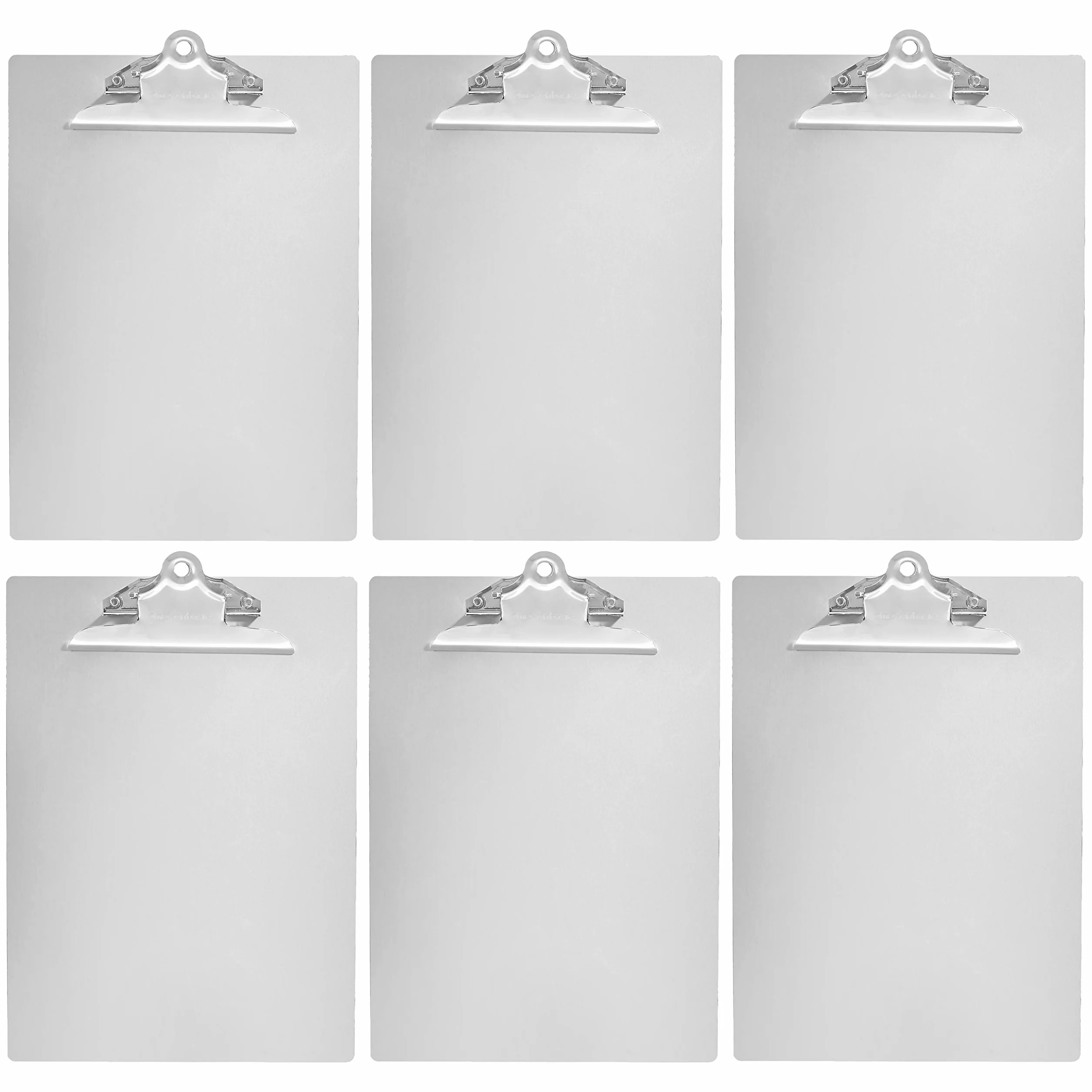 Amazon Basics Portapapeles de aluminio, tamaño carta, clip estándar, 6 Unidads, Plateado