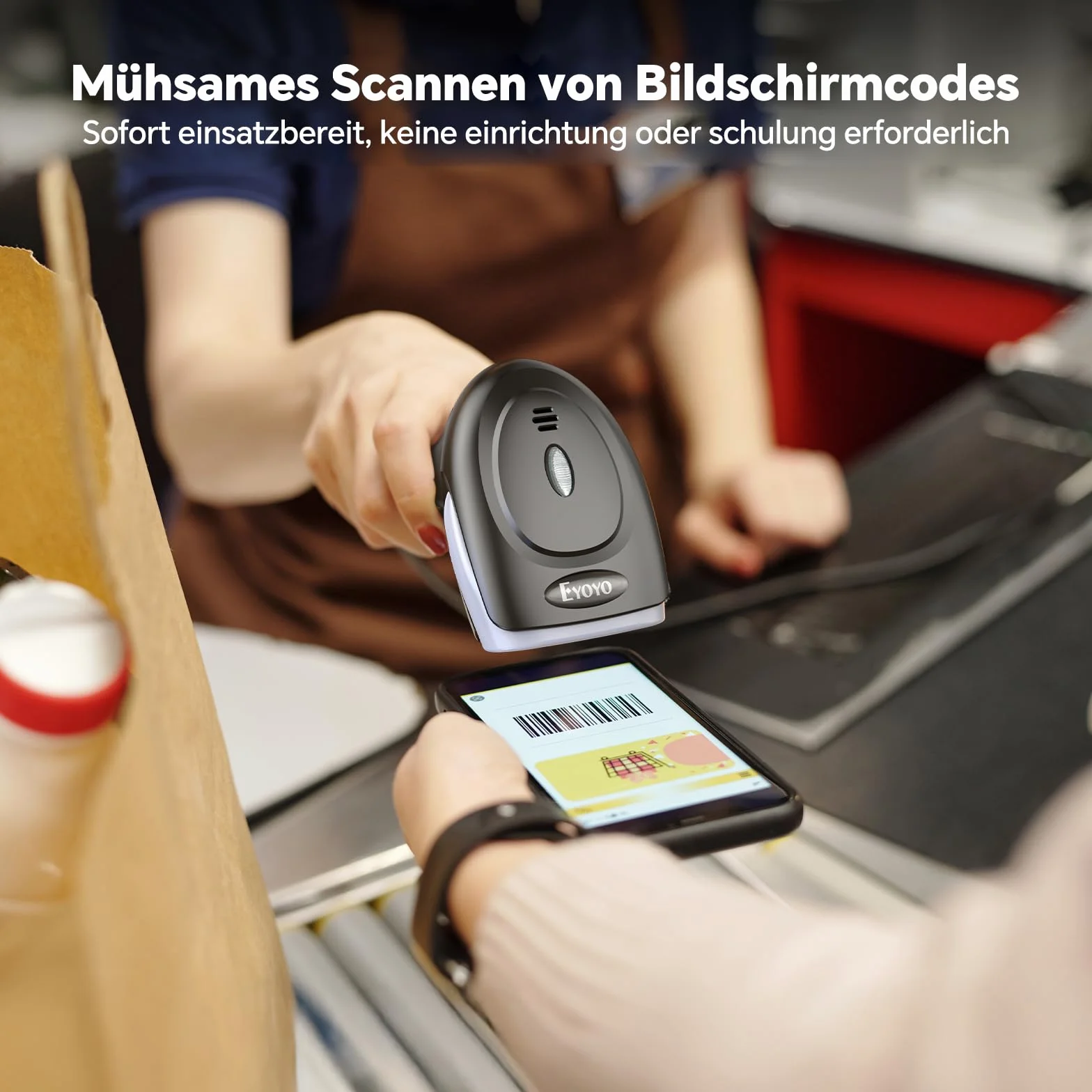 Eyoyo 2D Barcode Scanner, Lector de Códigos de Barras QR con Exploración de Pantalla, Escáner Cableado USB