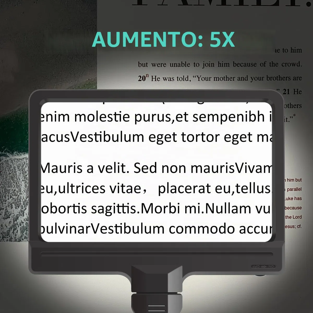 Lupa con luz y soporte, lámpara LED 5 modos de color, regulable continua, brazo giratorio ajustable, lupa iluminada para manualidades, estética, redonda de base