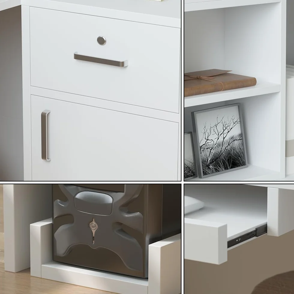 Mesa de Oficina con Bandeja para Ordenador, 80 x 140 x 120 cm, Blanco, MDF