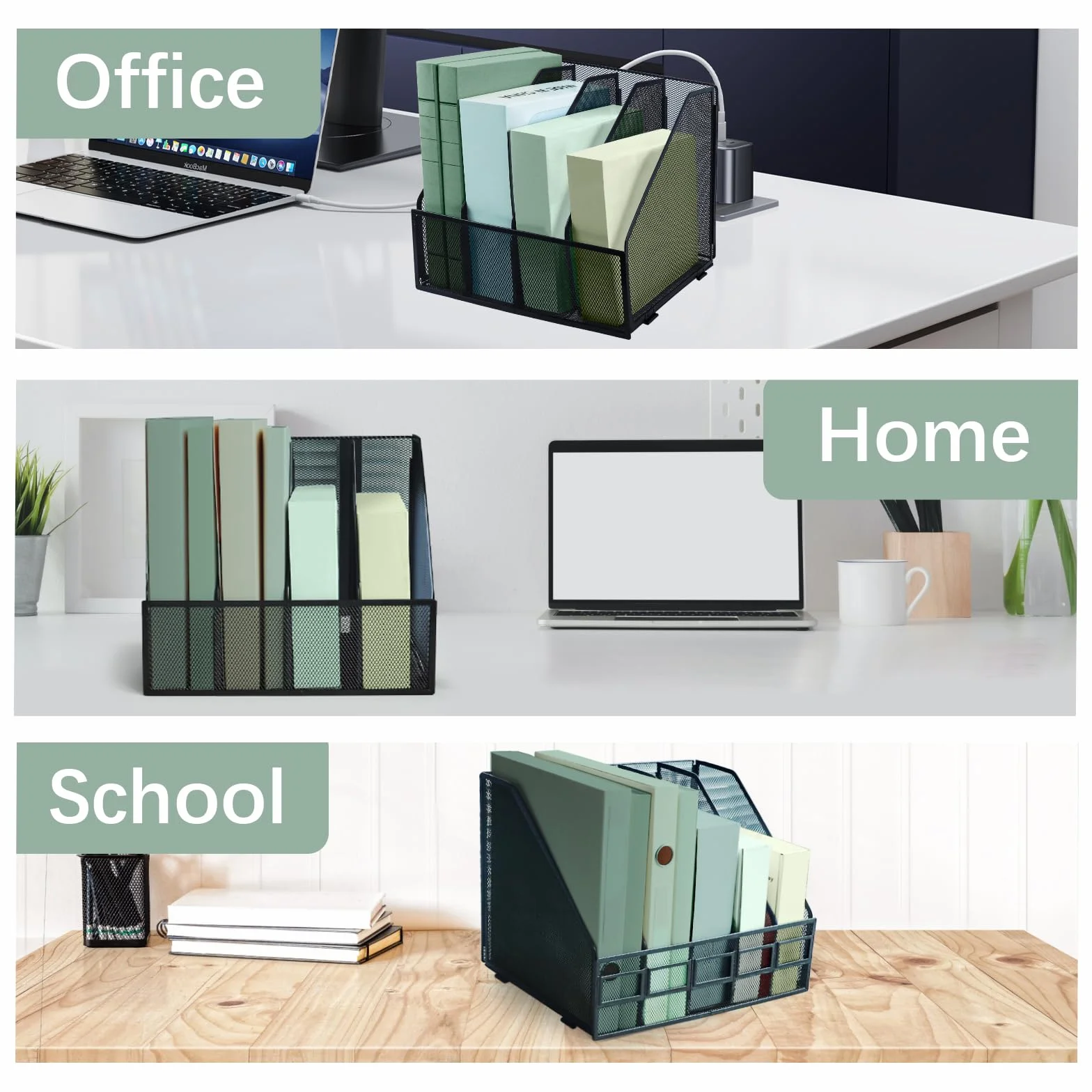 Organizador de Archivos de Metal A4, Estantería Plegable, 4 Compartimentos Verticales para Revistas, Organizador de Escritorio, Soporte de Almacenamiento para Documentos para Oficina, Escuela