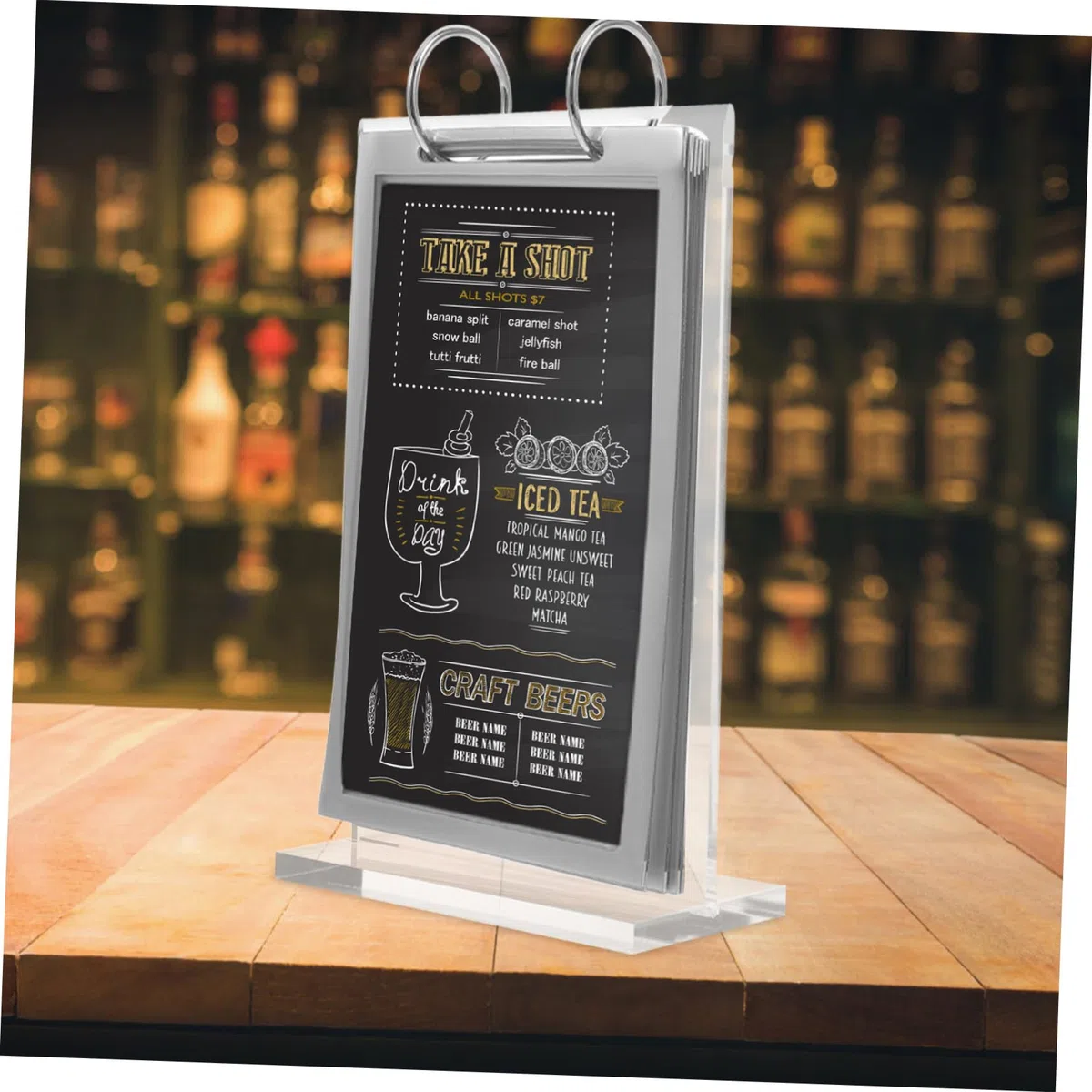 Expositor De Acrílico Transparente Expositor De Menús Abatible Para Restaurantes Portamenús Con Base Soporte Para Menús