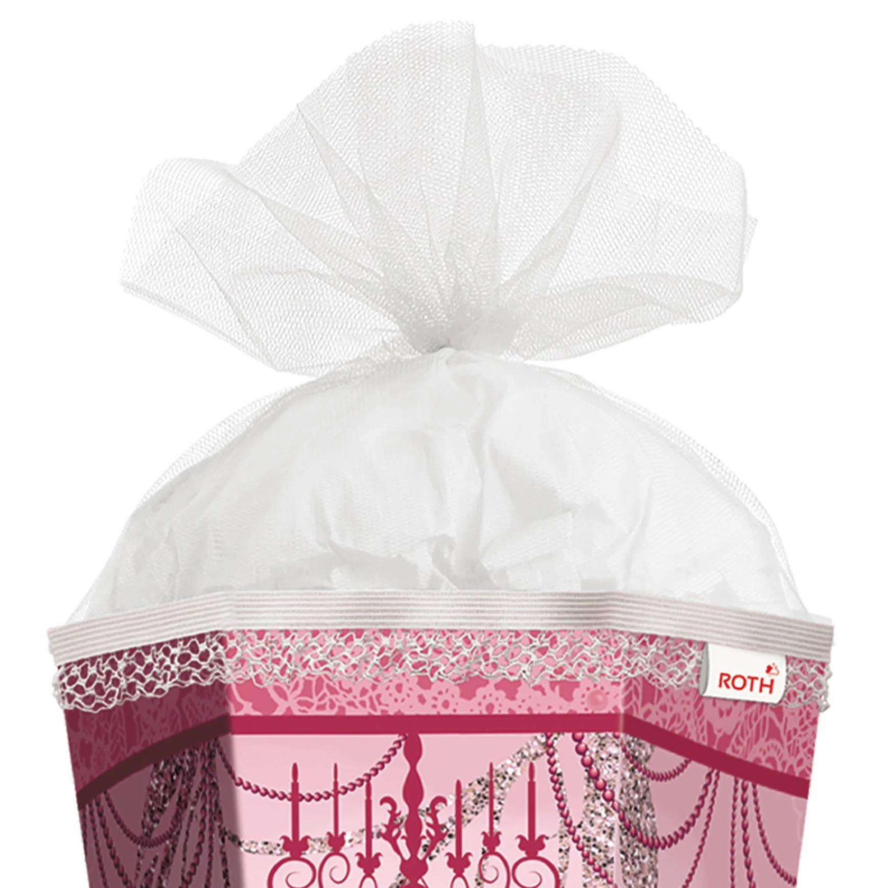 ROTH Schultüte groß Ballerina 85 cm - Glitter und Glitzer-Borte - 6-eckig Rot(h)-Spitze Tüllverschluss - Zuckertüte, Ballerina, Danzerin, Schulanfang