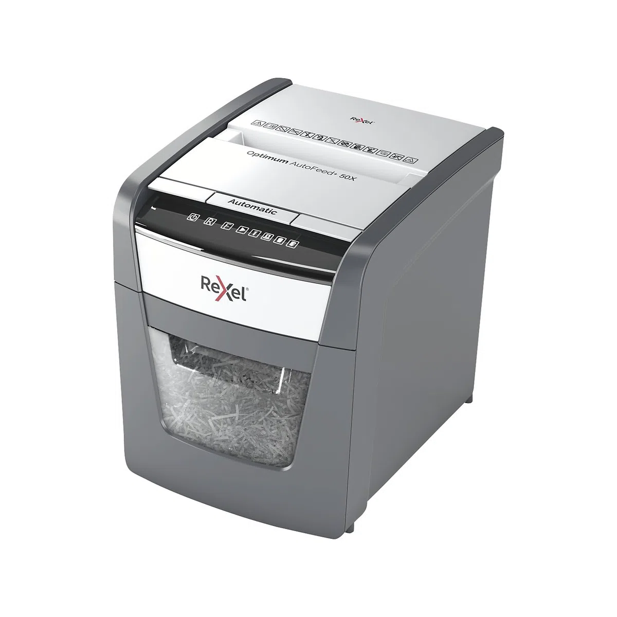Rexel 2020050XCH - Destructora de Papel Automática CH Optimum AutoFeed+ 50X, 50 Hojas, Nivel de Seguridad P4, Corte de Partículas, para Casa y Oficina en Casa, Papelera de 20 Litros
