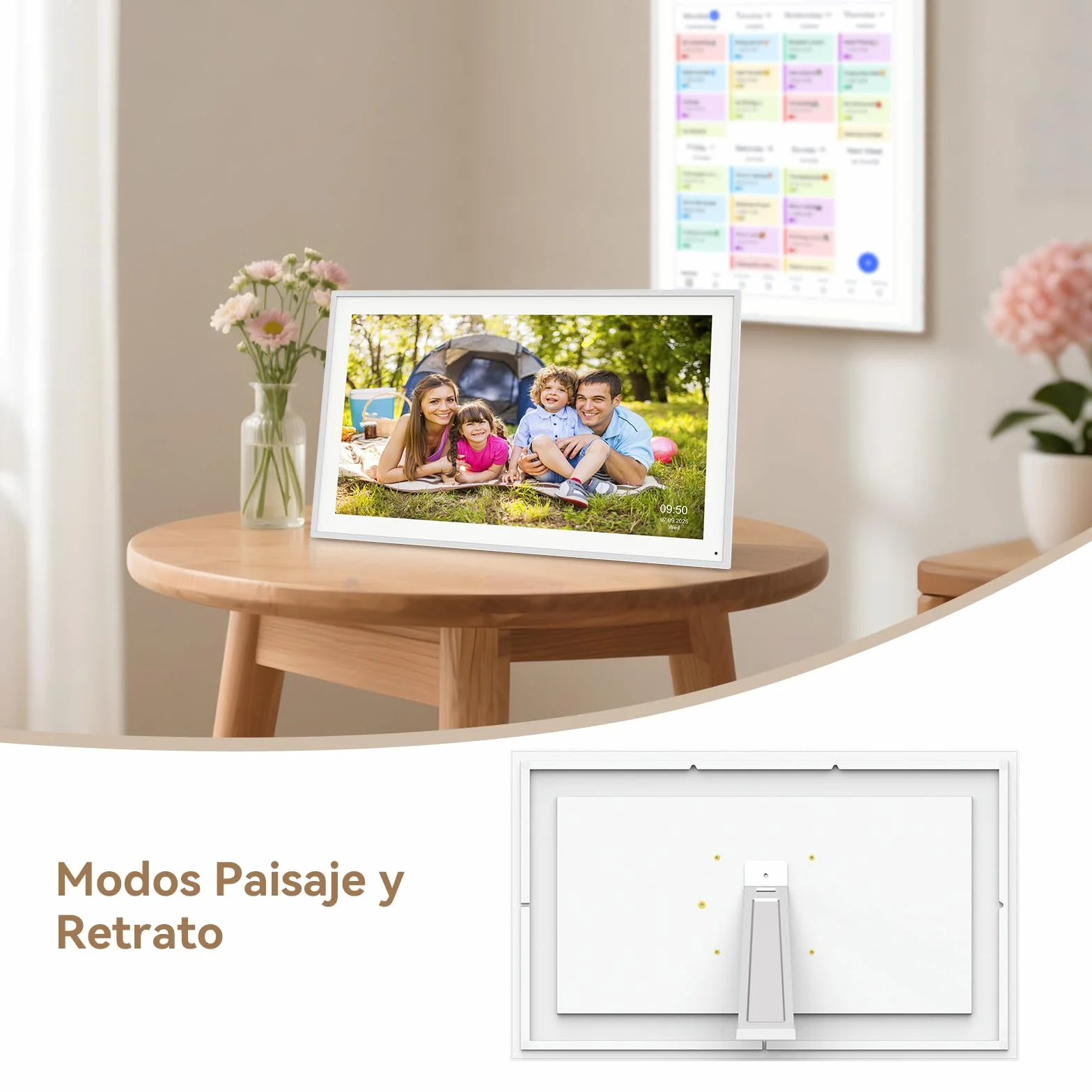 TABWEE Calendario Digital 15,6" - Calendario Electrónico para Organizador Familiar, Tabla de Tareas, Planificador de Comidas, Sistema de Recompensas (Marco de Fotos Digital)