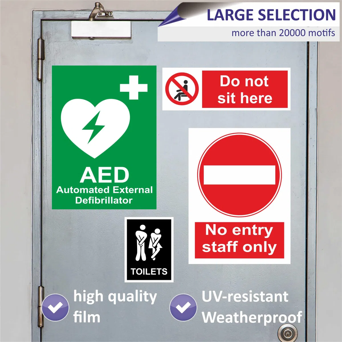 INDIGOS UG - Pegatinas - Seguridad - Advertencia - Visitors Must Report To Site Office Sign 254mmx177mm - Decal for Office - Oficina - Empresa - Escuela