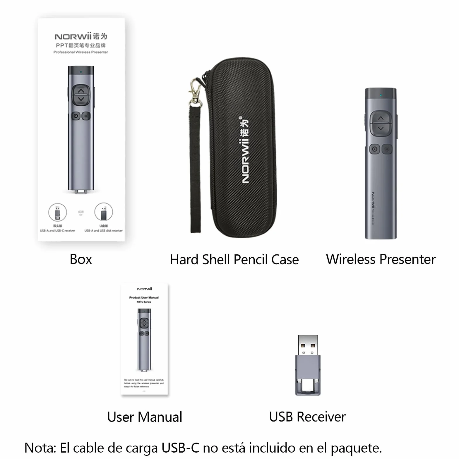 Norwii N97s TV Display Clicker para presentaciones PowerPoint, PowerPoint Clicker, Presentación Rremote, Bluetooth Wireless Presenter, Digital Pointer para TV Display