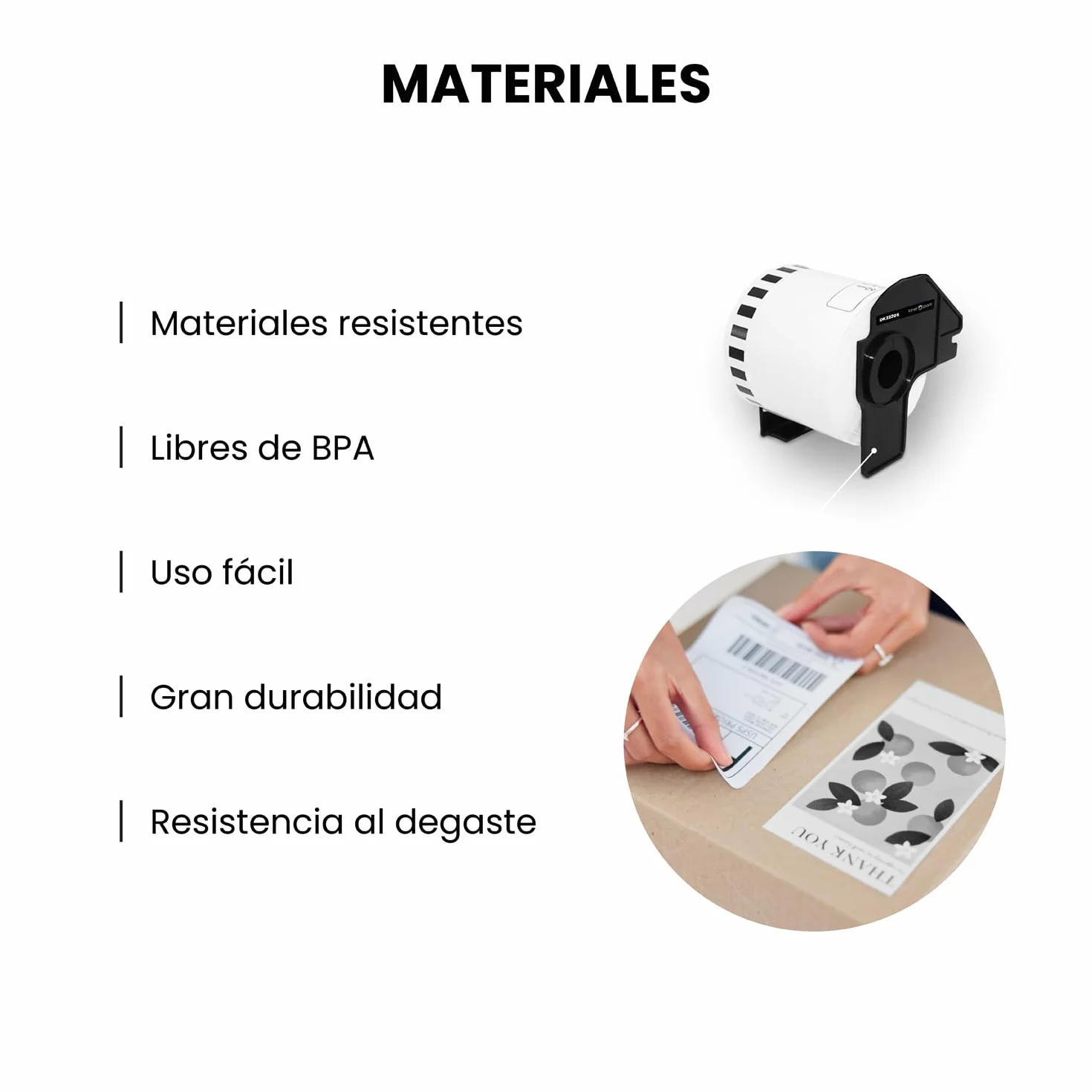 TONER PACK DK-22205 Compatible Rollo de Etiquetas DK-22205 [62mm x 30.48m] - Cinta continua de papel blanca para Brother P-Touch QL-500 550 570 700 710W 720NW 800 810W 820NWB 1050 1100 (20 Unidades)