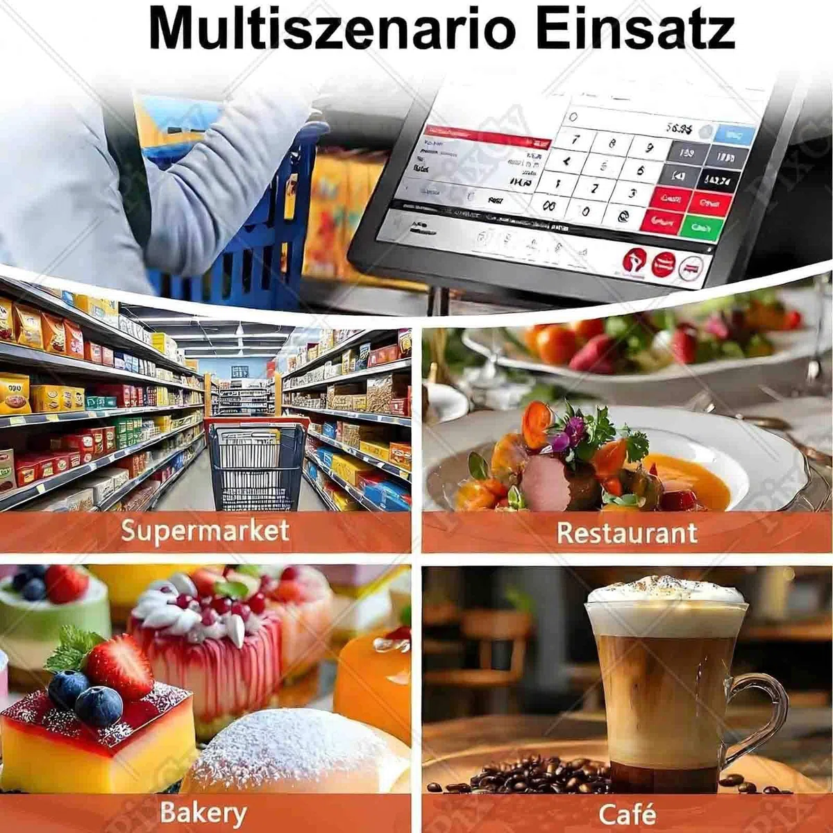 PixCy Tpv Tactil Hosteleria, Caja Registradora con Ticket,15,6" Doble Pantalla + Impresora Térmica + Escáner Portátil,Gestión Pedidos + Pago Cobro,Restaurante/Bar,Comerciantes Double