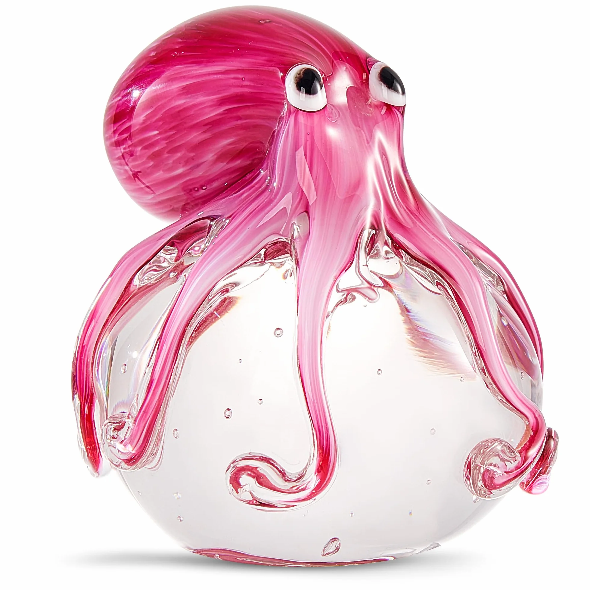 EUSTUMA Figura Decorativa de Pulpo de Vidrio Soplado a Mano, Adorno de Animales Marinos para Acuario, Regalo de Cumpleaños, Pisapapeles de Cristal