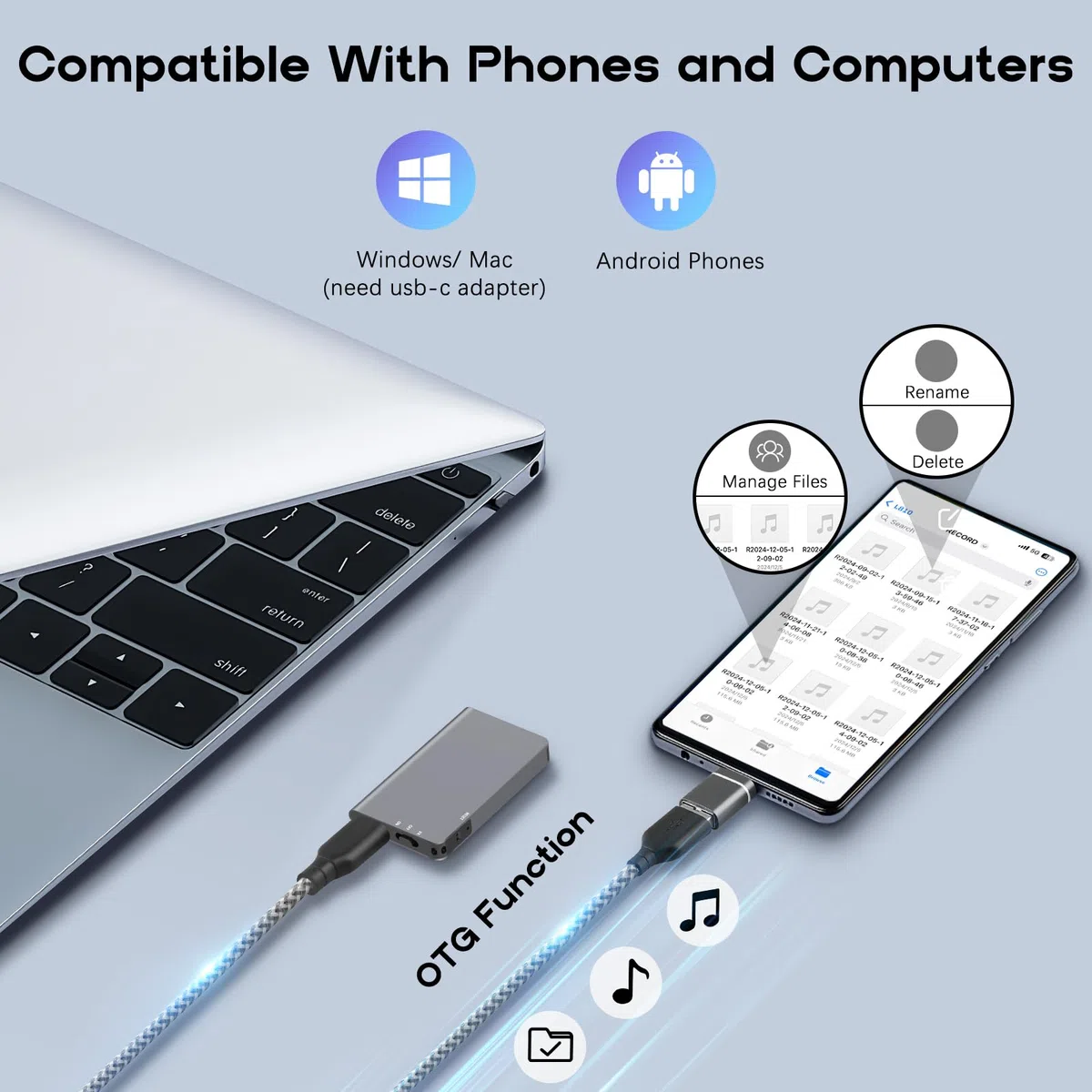Grabadora de voz digital magnética de 128 GB (1520 horas) - Grabadora activada por voz con triple reducción de ruido inteligente de IA - Dispositivo de grabación de audio para conferencias, reuniones