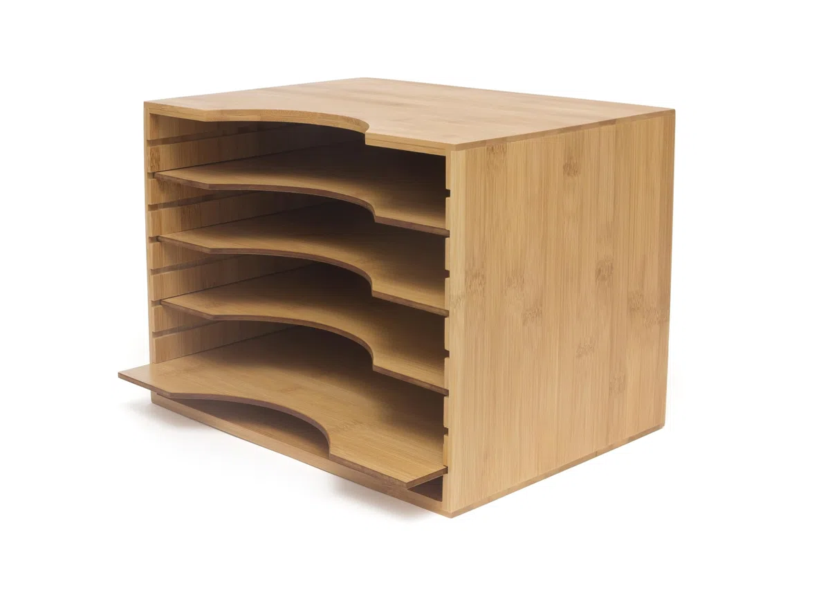 Lipper International Organizador de Archivos de bambú con 4 divisores, Madera, 12 5/8" x 9 1/4" x 9 1/2"