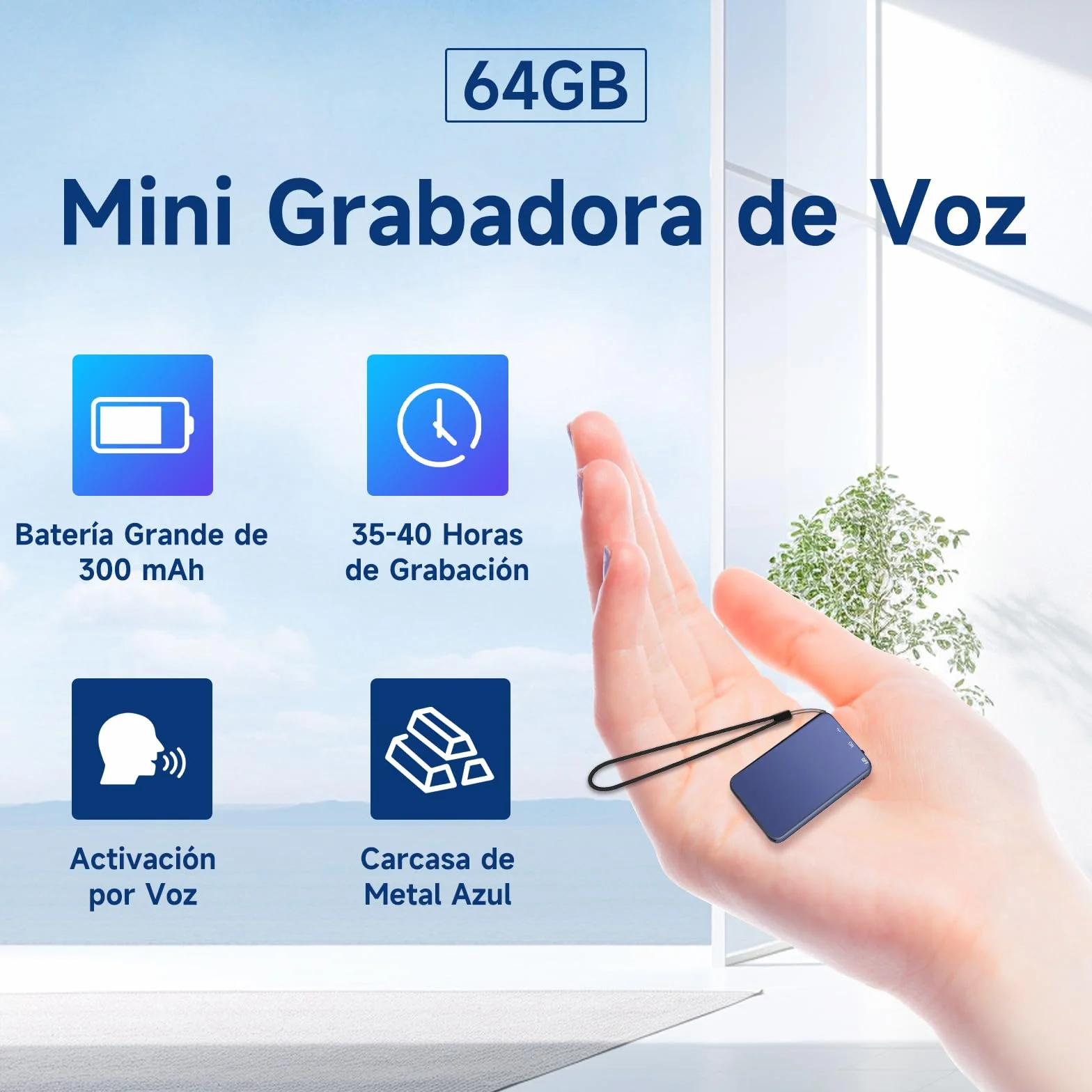 Vormooi 64GB Mini Grabadora de Voz con Activación por Voz y Cancelación de Ruido