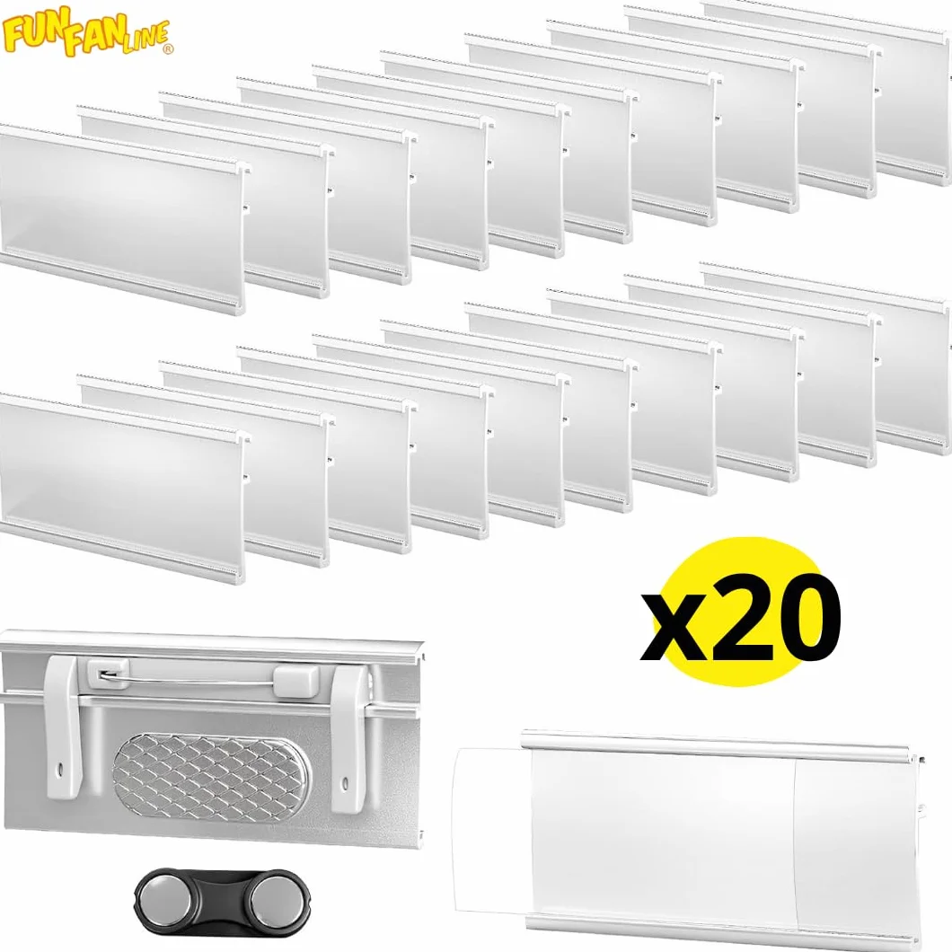 Set de 20 Identificadores Magnéticos personalizables 3 en 1 (72x32mm). Ideal para trabajo. Identificador de Trabajo con Nombre Personalizable Magnético. Plateado