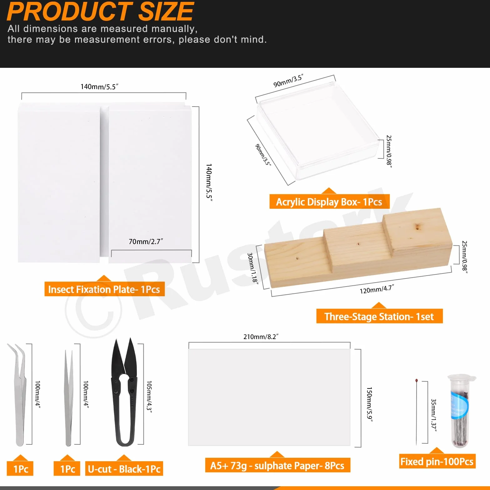 114 piezas de herramientas para hacer muestras de insectos, kit de fijación de insectos con bloque de fijación de insectos, alas, papel prensado, tablero de fijación de insectos, suministros