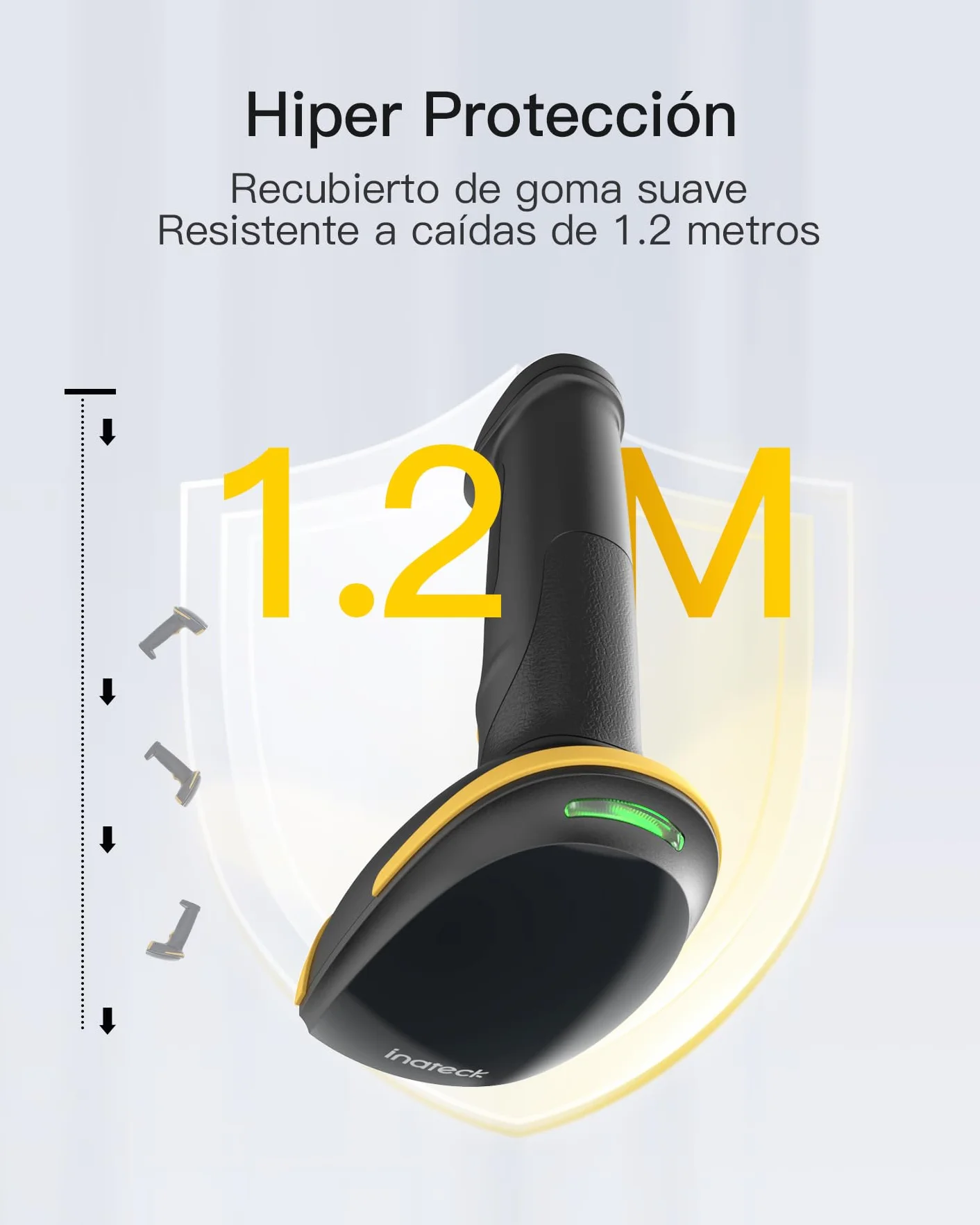 Inateck Escáner de Código de Barras 2D con Soporte Inteligente, Lector Codigo Barras Inalambrico, Barcode Scanner con App y SDK, Imager 2D con Batería de 2600mAh, BCST-35
